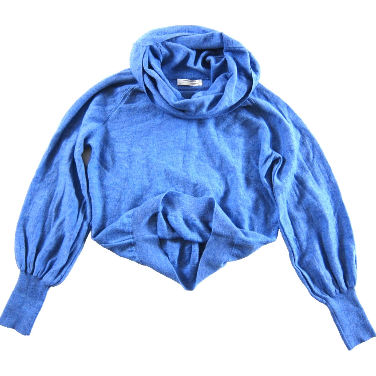 Anthropologie By Anthropologie 100% Merino Wool Blue Turtle Cowl Neck Sweater Medium Size M / US 6-8 / IT 42-44 - 4 Thumbnail