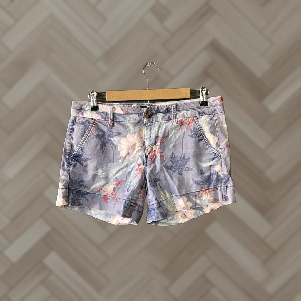 American Eagle Outfitters American Eagle Womens Midi Shorts Blue Floral Pattern Size 8 Size 30" / US 8 / IT 44 - 1 Thumbnail
