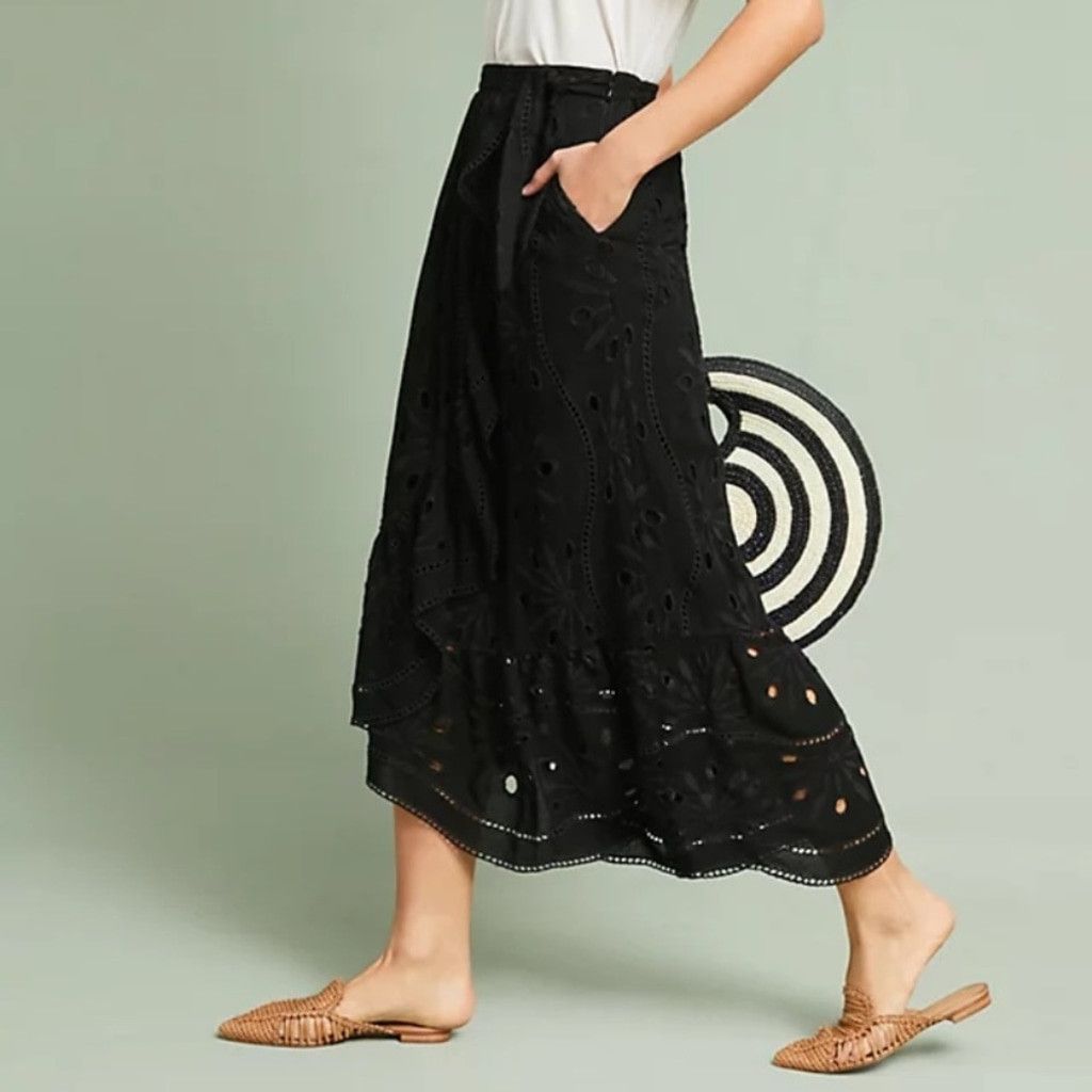 Anthropologie Maeve By Anthropologie Eyelet Wrap Skirt Size 24" / US 00 / IT 34 - 1 Thumbnail