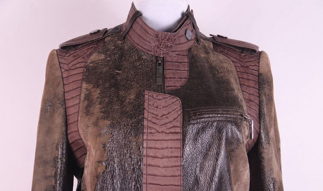 Dior Christian Dior Galliano 2006 Crocodile Embossed Leather Coat Size XS / US 0-2 / IT 36-38 - 3 Thumbnail