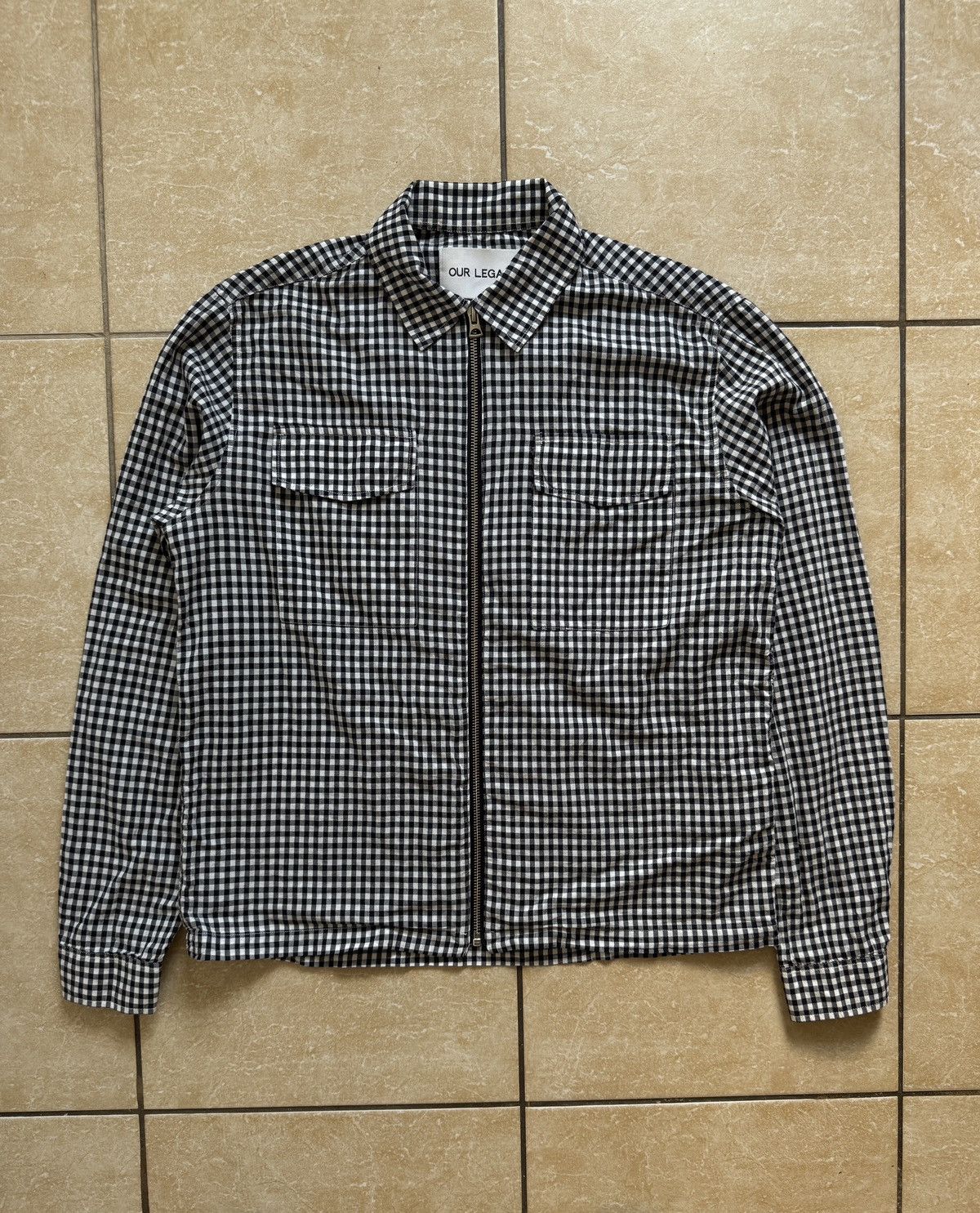 Our Legacy SS16 Gingham Crepe Full Zip Shirt/Overshirt