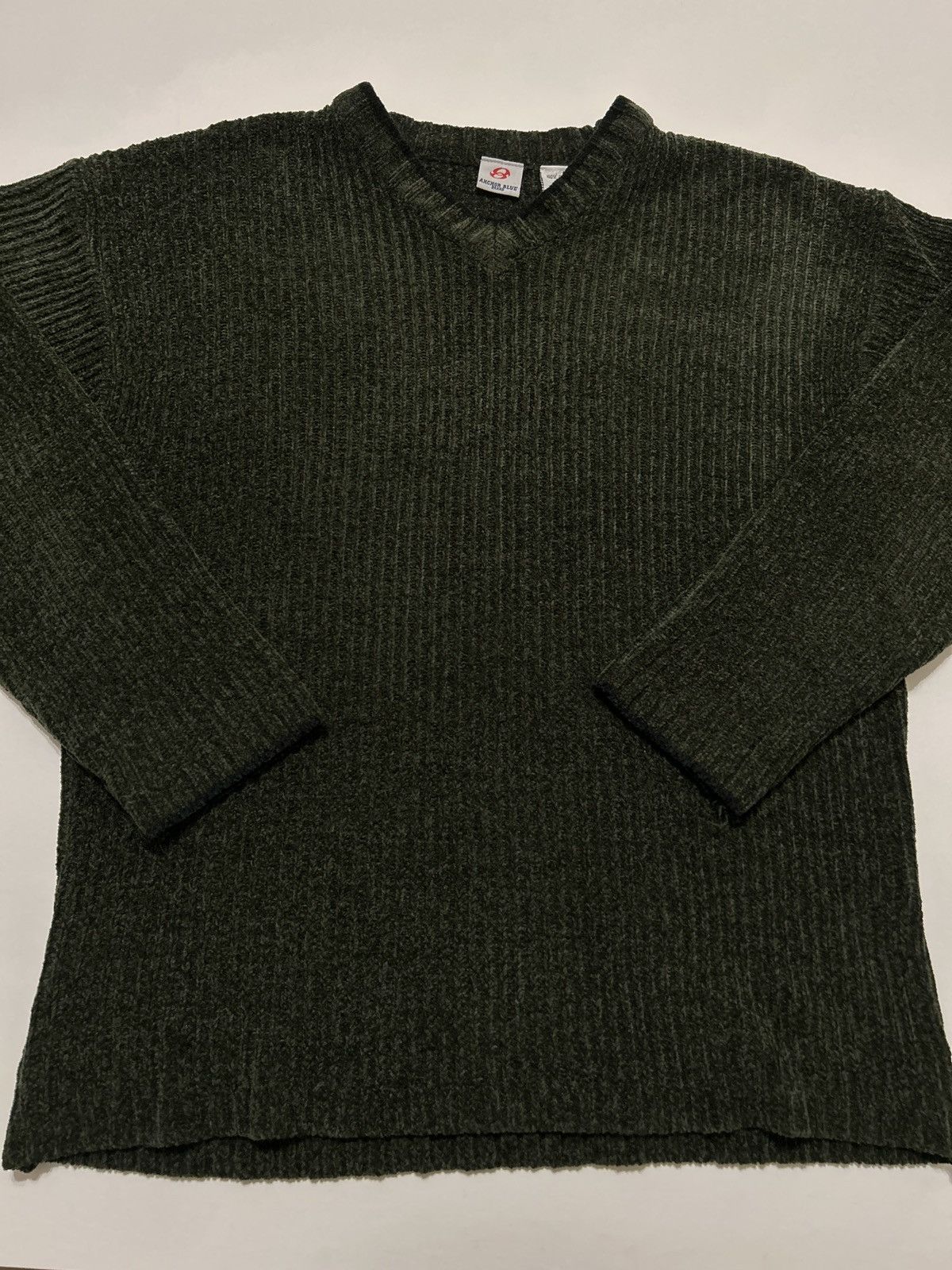 Anchor Blue VTG Anchor Blue Ribbed V-Neck Chenille Sweater Dark Green Size US L / EU 52-54 / 3 - 2 Thumbnail
