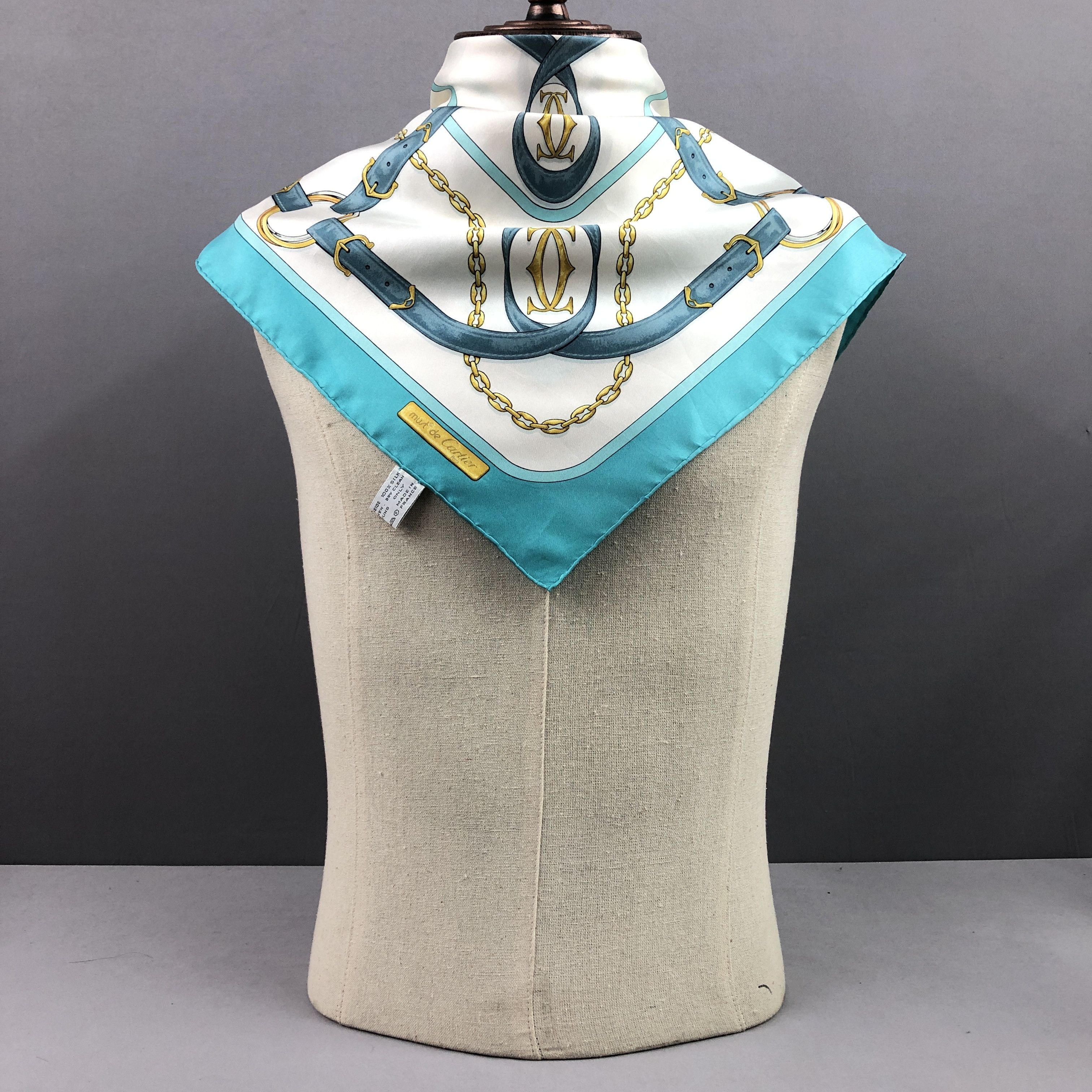 Cartier × Vintage Vintage Cartier SILK Scarf Twill Stole Wraps Scarves Size ONE SIZE - 3 Thumbnail