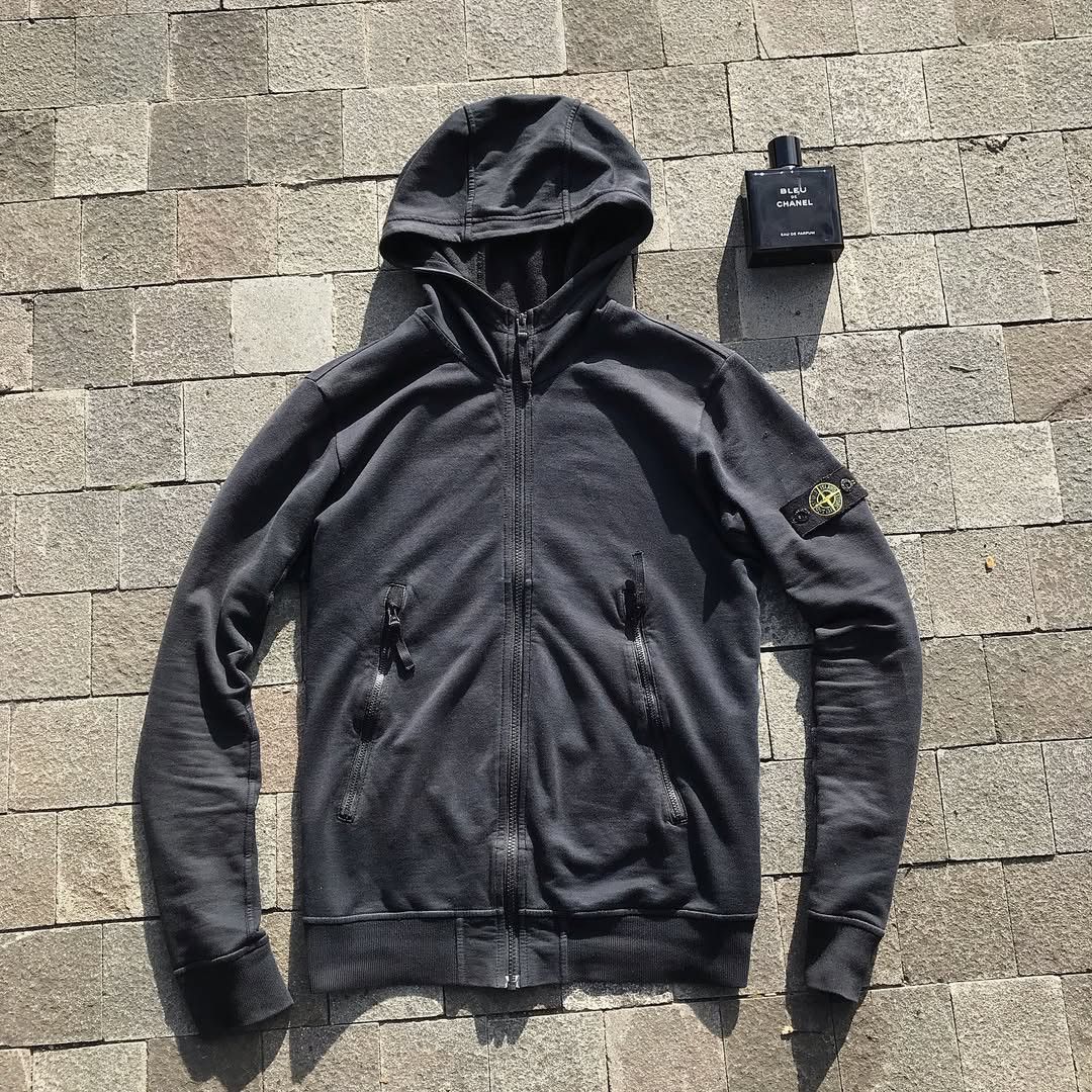Stone Island Black Hoodie Sweatshirt Jumper jacket patches