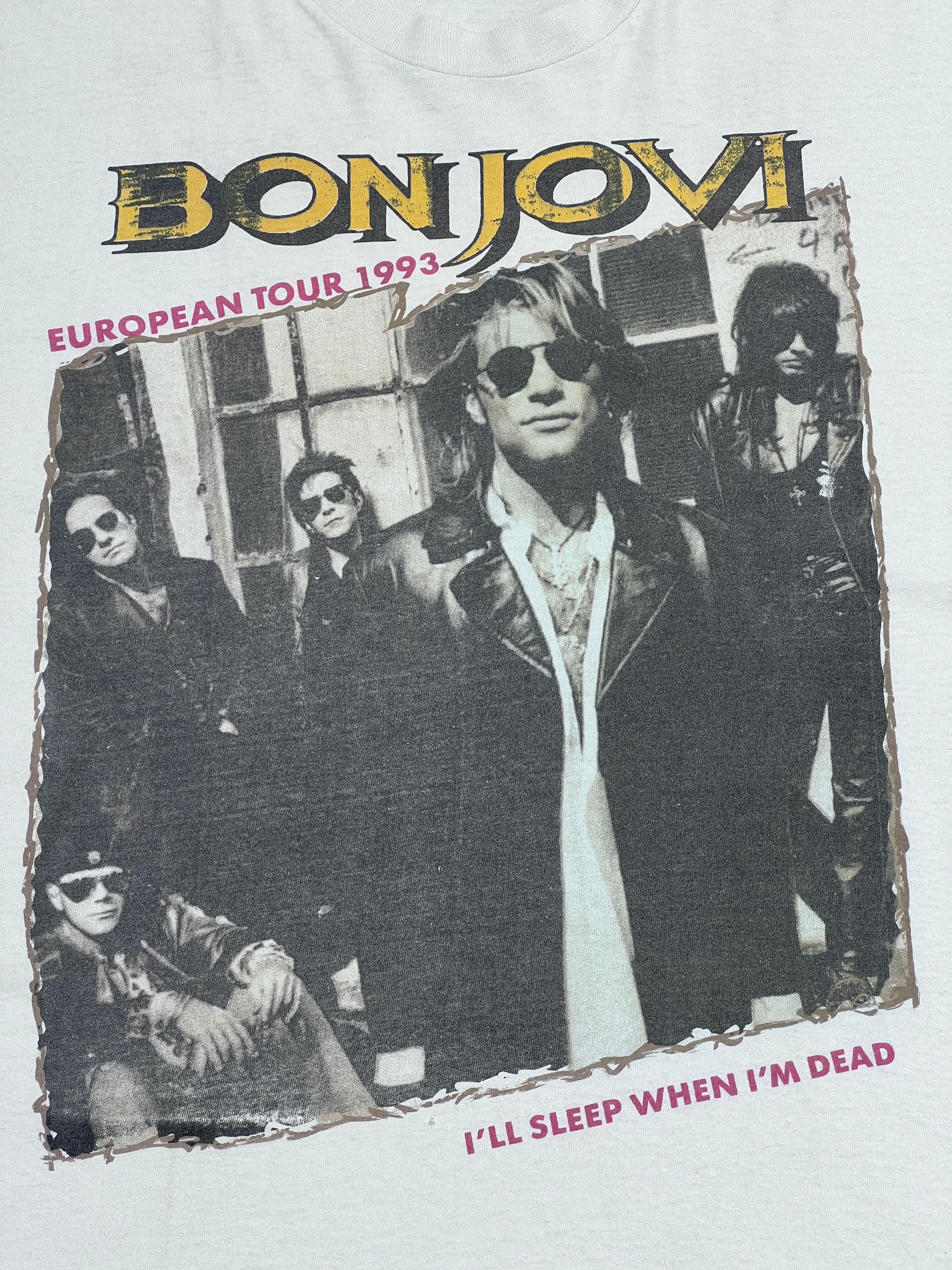Band Tees × Bon Jovi × Vintage Bon Jovi T-Shirt 1993 I'll Sleep When I'm Dead Eropean Tour Size US L / EU 52-54 / 3 - 11 Thumbnail