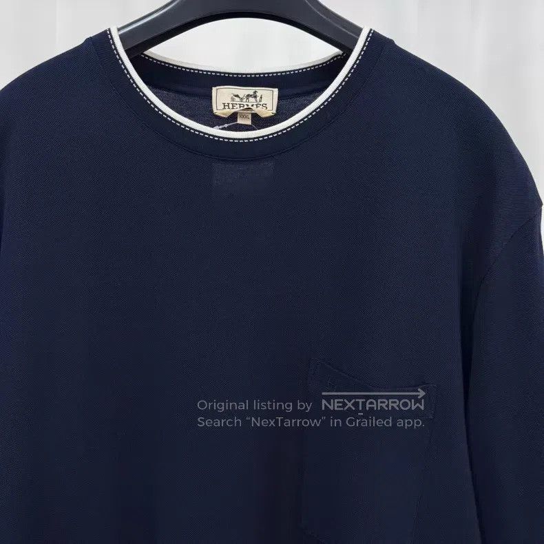 Hermes Hermes size 3XL Deep blue short-sleeve with white collar ed Size US XXL / EU 58 / 5 - 3 Thumbnail