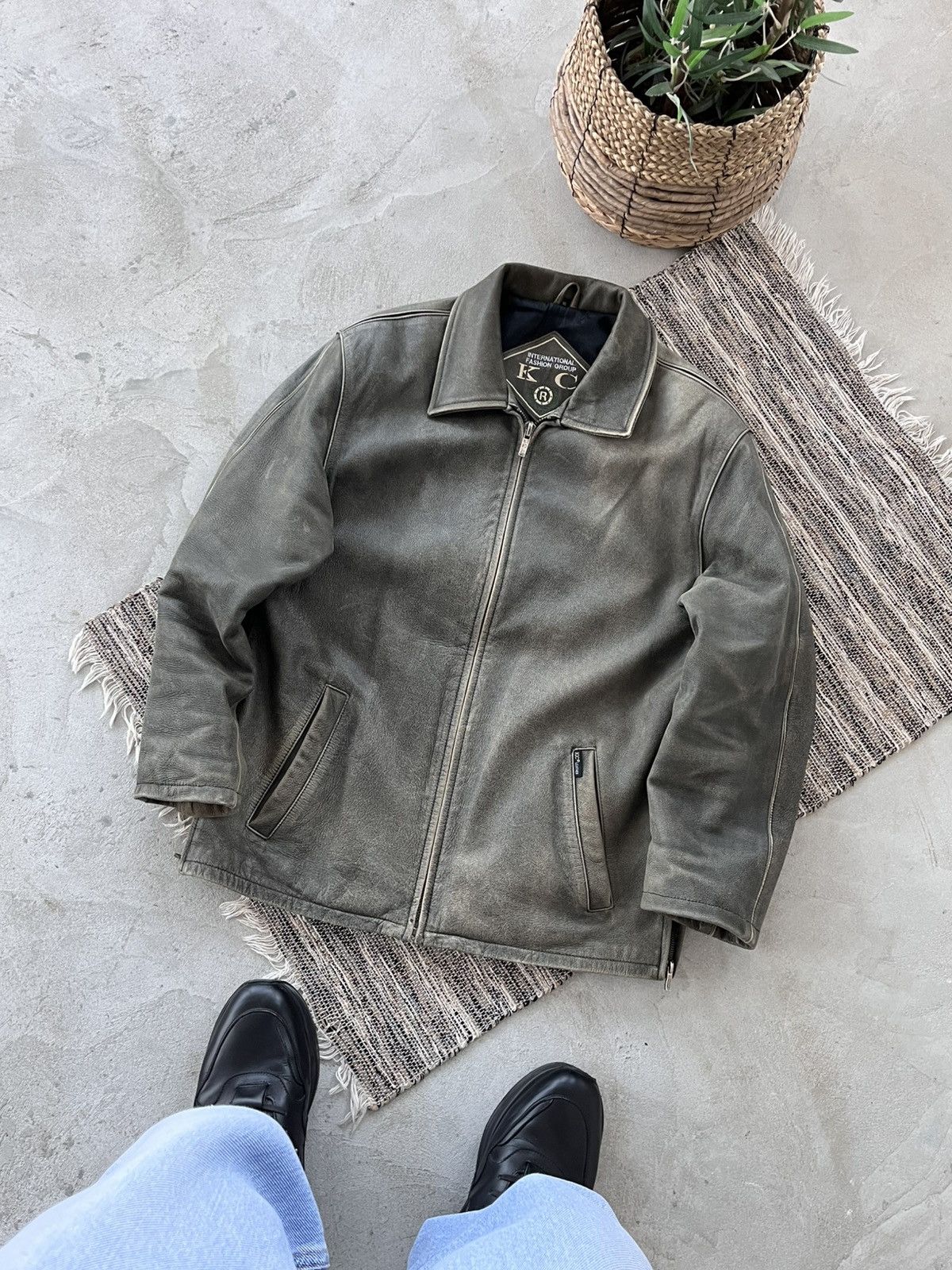 Genuine Leather Vintage Green-Grey Leather Coach Bomber Jacket Avantgarde Size XL / US 12-14 / IT 48-50 - 1 Thumbnail