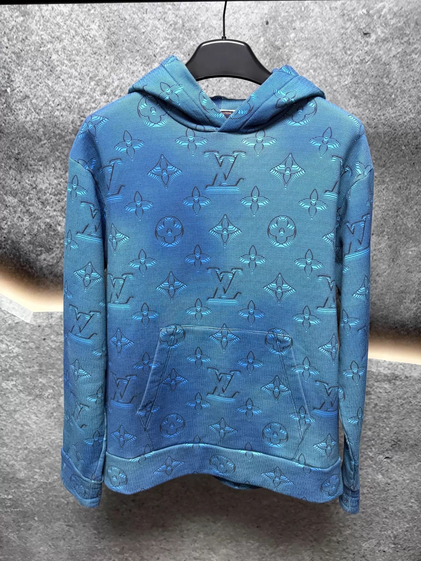 Louis Vuitton Blue Patterned Hoodie with Hood and Front Pocket Size US M / EU 48-50 / 2 - 1 Thumbnail