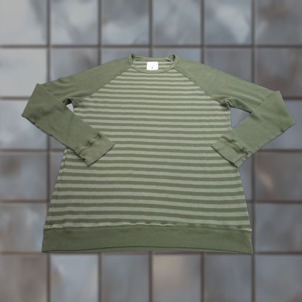 Splendid Splendid Mills Pullover Shirt Mens Large Green Waffle Raglan Crew Knit Striped Made USA Size US L / EU 52-54 / 3 - 1 Thumbnail