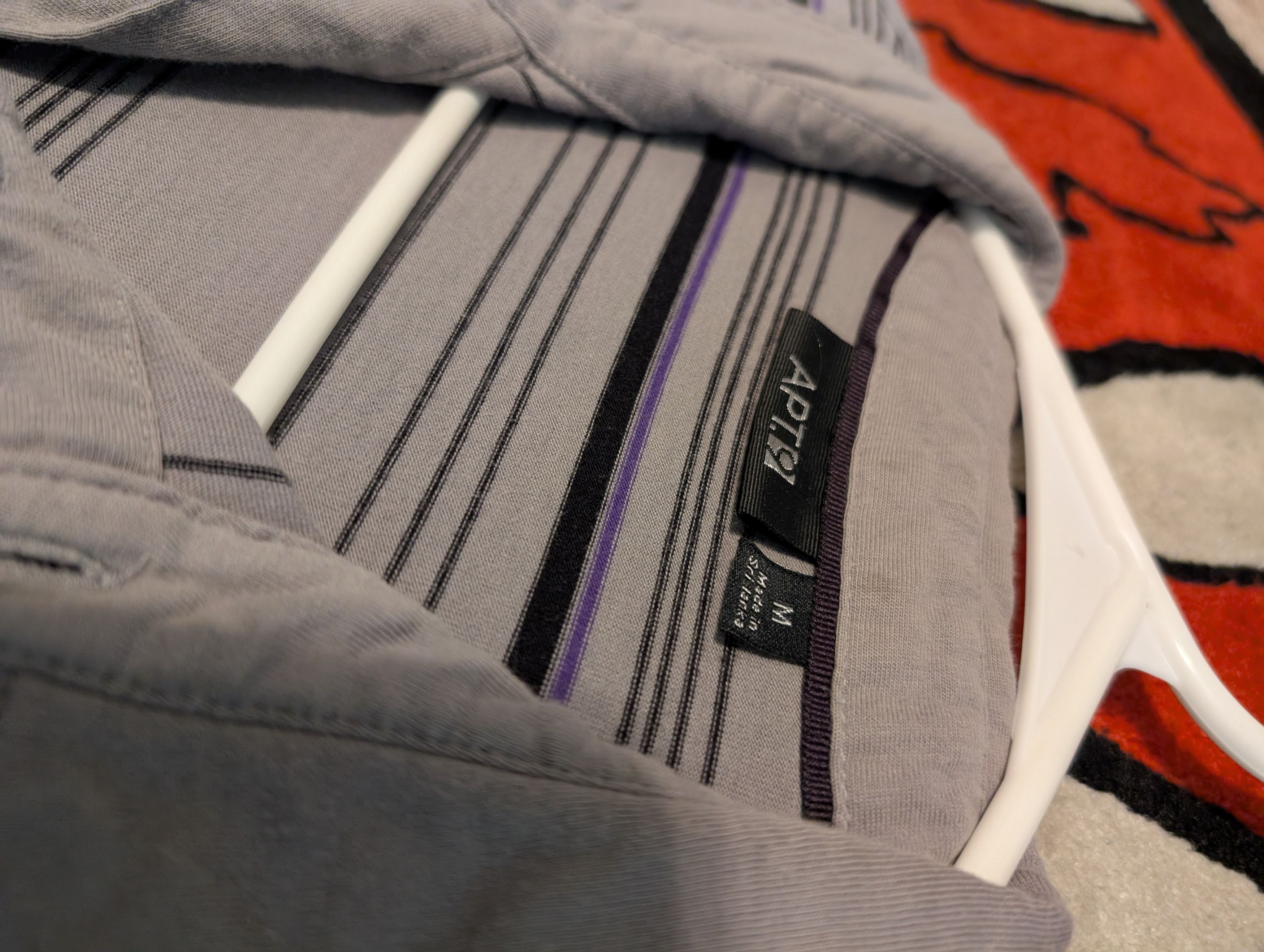 Apt. 9 Gray Purple Stripe Polo Size US M / EU 48-50 / 2 - 2 Thumbnail