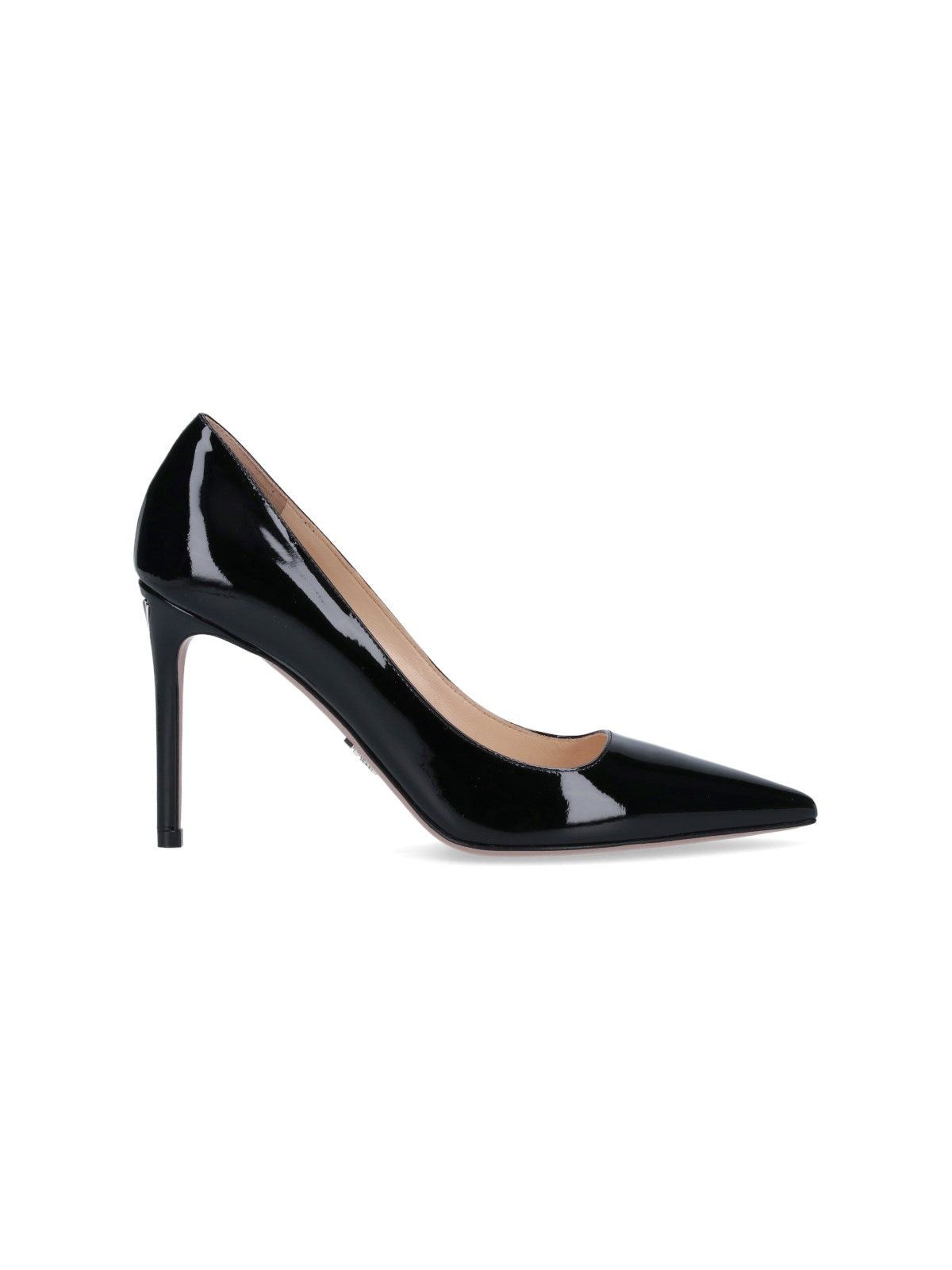 image of Prada Logo Patent Leather Pumps Size 37 in Black, Women's