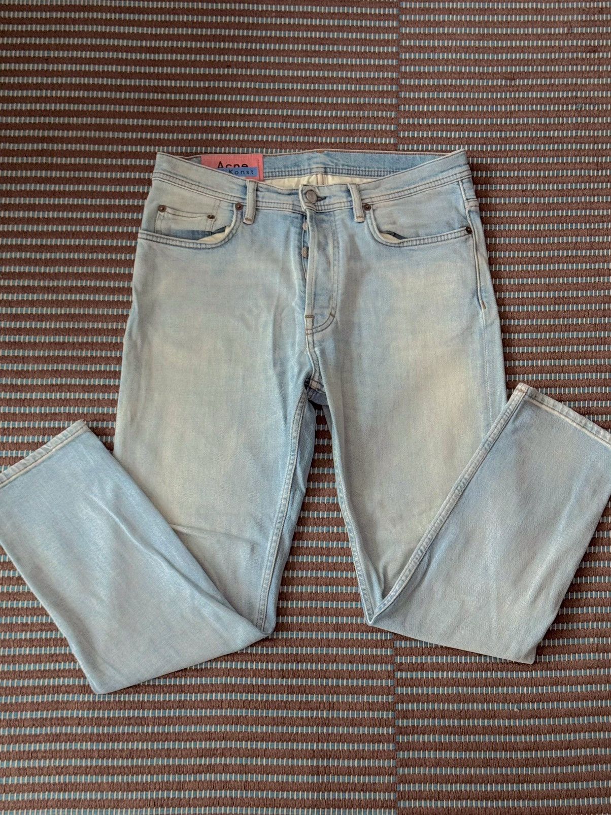 Acne Studios River Slim Fit Jeans Light Blue Size US 31 - 2 Thumbnail