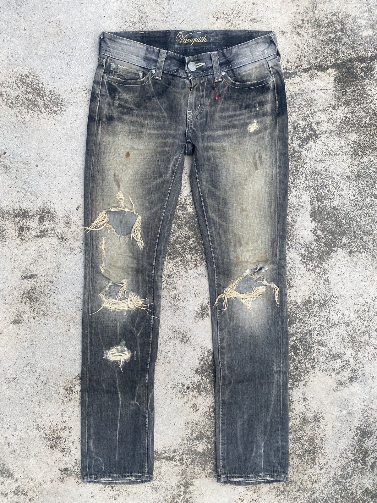 If Six Was Nine × Vanquish Vanquish Distressed Faded Claw Mark Denim Jeans Size US 30 / EU 46 - 1 Thumbnail