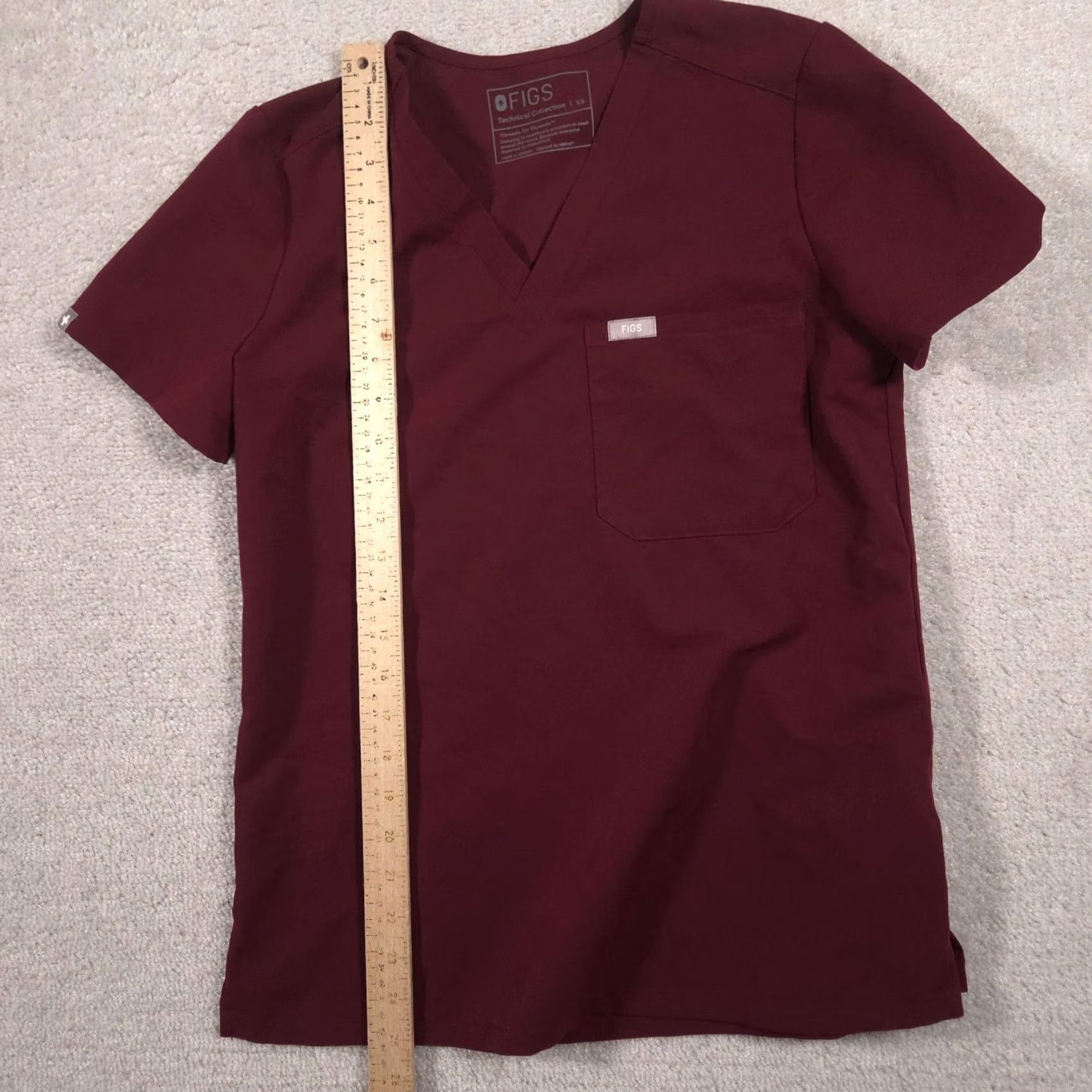 Vintage FIGS Scrub Top Womens XS Red Technical Collection V Neck Pocket Medical Nursing Shirt Short Sleeve Size XS / US 0-2 / IT 36-38 - 7 Thumbnail
