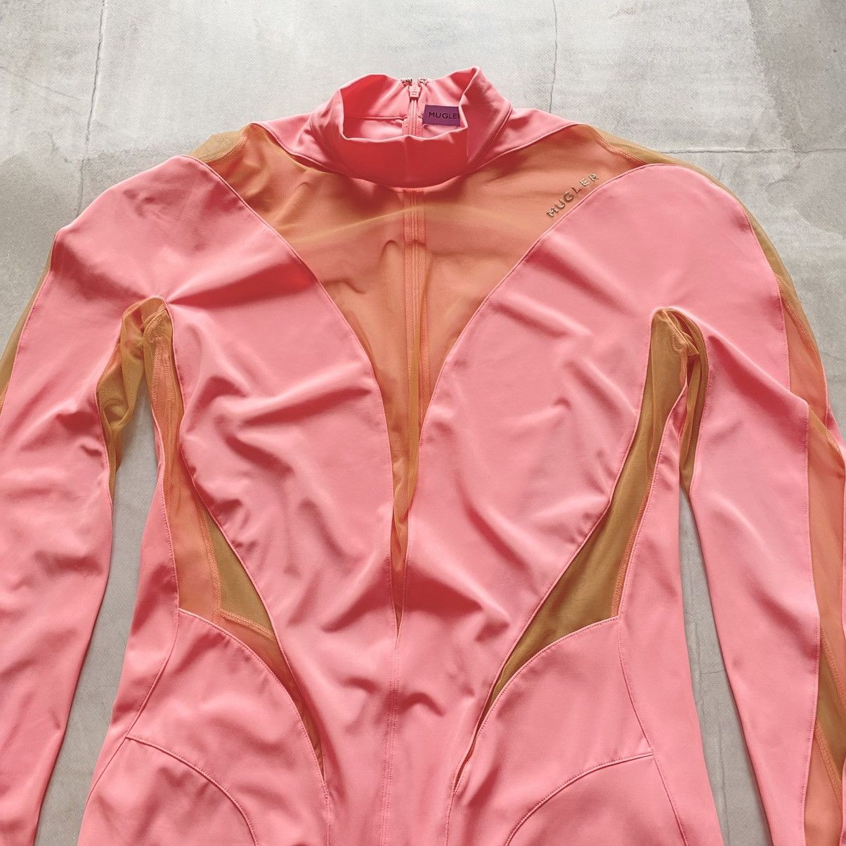 H&M × Mugler Mugler X H&M Mesh Panelled Mini Dress Pink Size L Size L / US 10 / IT 46 - 5 Thumbnail