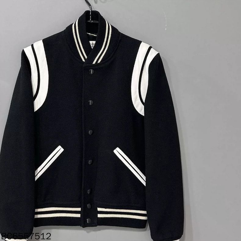 Saint Laurent Paris Classic Black and White Varsity Jacket-2506 Size S / US 4 / IT 40 - 2 Thumbnail