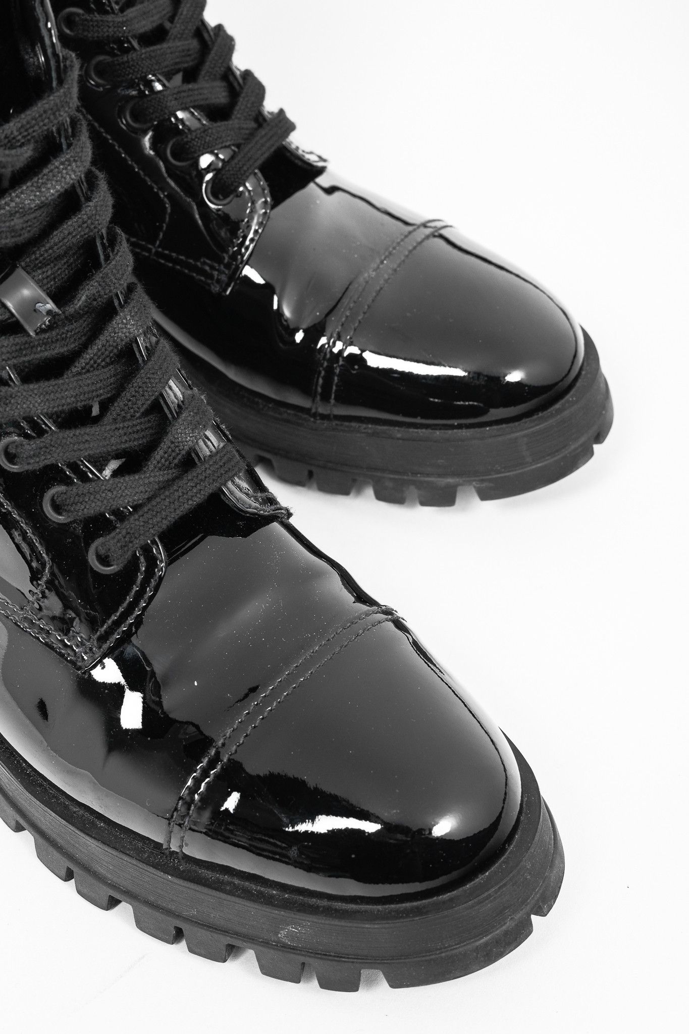 Prada Prada Calzature Donna Patent Leather Lace-up Combat Boots Size US 8 / IT 38 - 4 Thumbnail