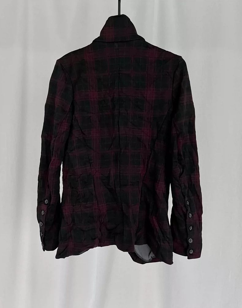 Yohji Yamamoto Plaid Felt Curved Placket Fit Cut Jacket 25