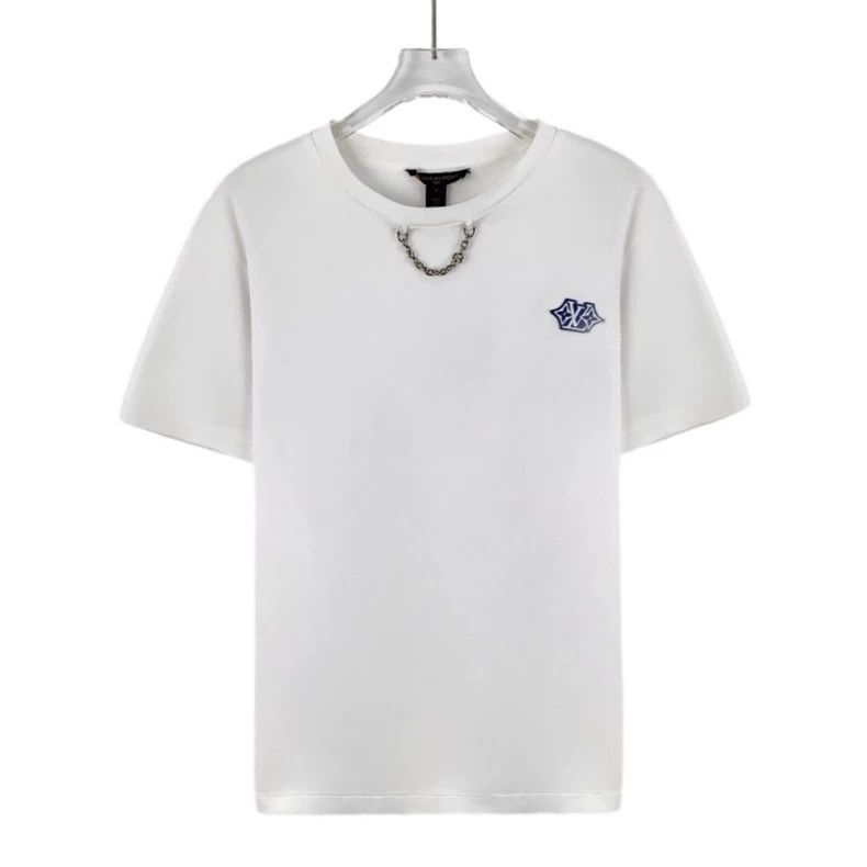 Louis Vuitton 23 white logo embroidered cotton crew neck T