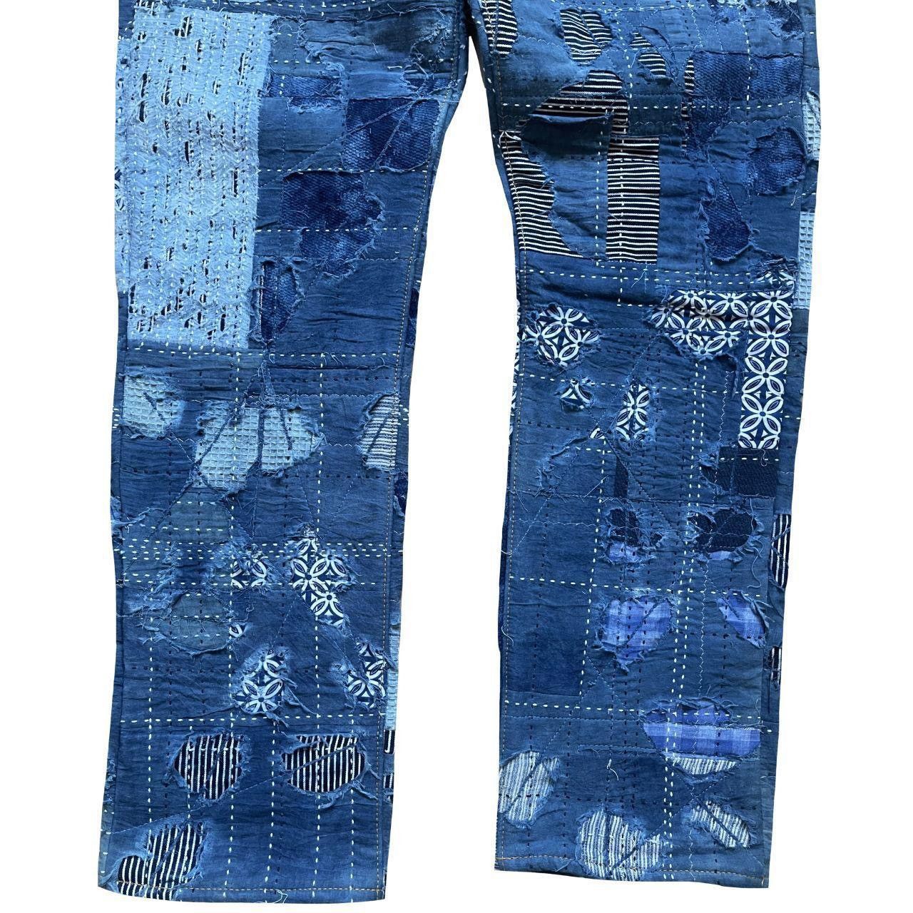 Kapital Indigo Boro Sashiko Distressed Jeans Size US 32 / EU 48 - 4 Thumbnail