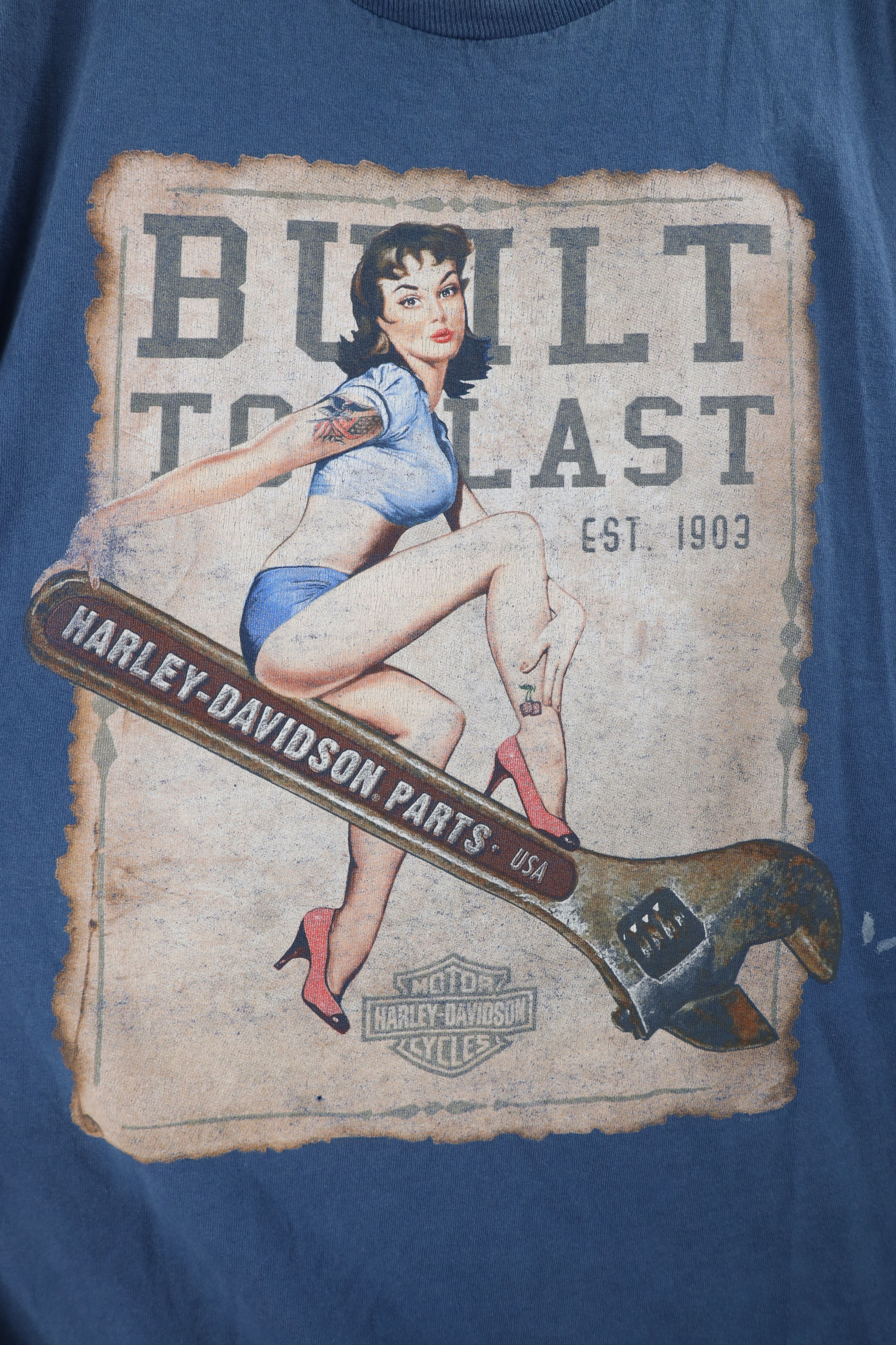 Harley Davidson × Vintage Vintage Y2K Harley Davidson Pin Up Girl Short Sleeve T-Shirt Size US XXL / EU 58 / 5 - 4 Thumbnail