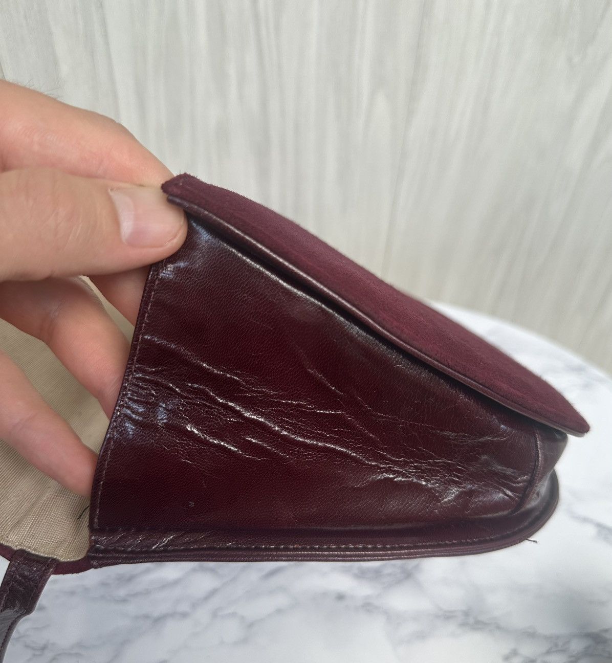 Bally VINTAGE 1980s BALLY Burgundy Suede and Leather Crossbody Bag Size ONE SIZE - 11 Thumbnail