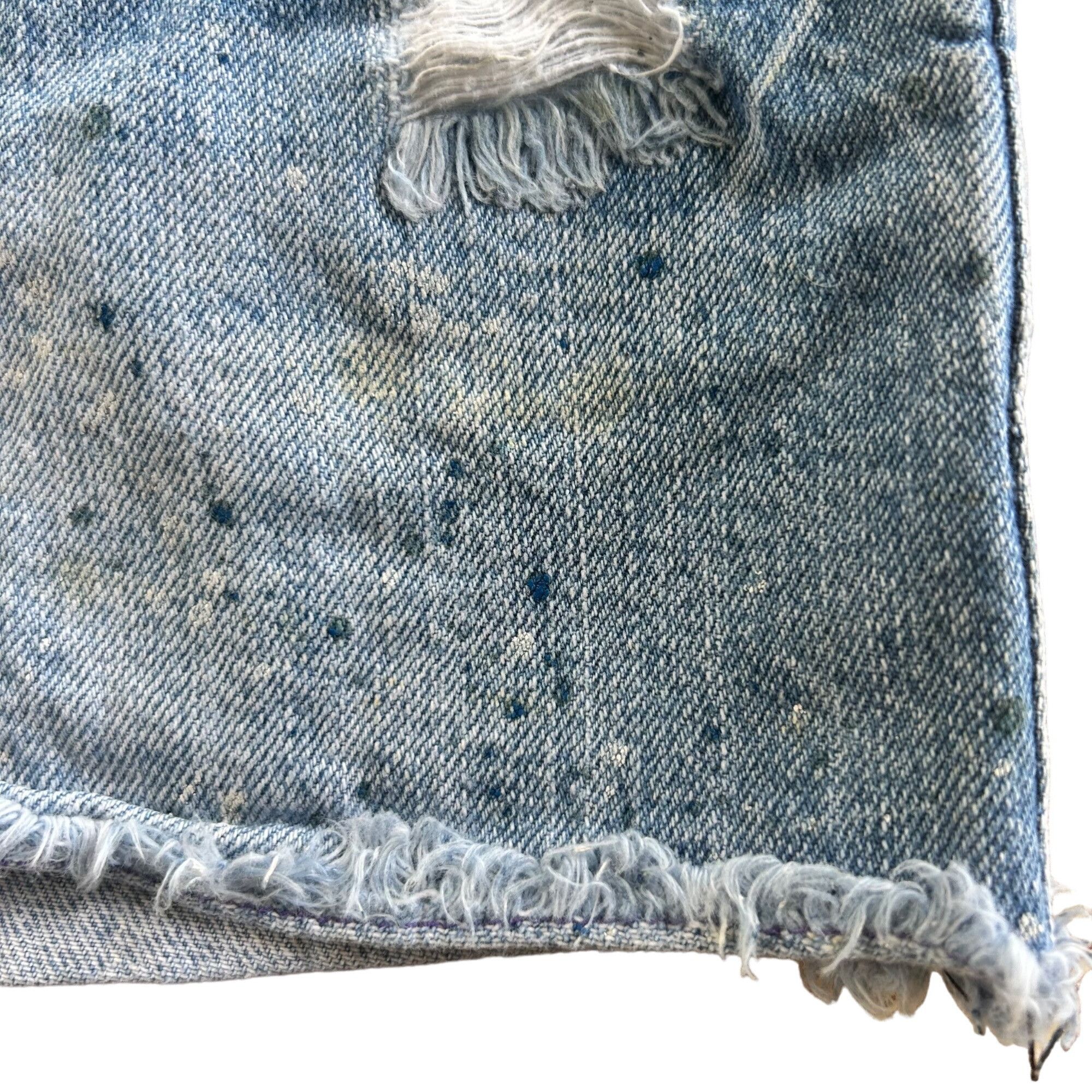 Vintage Vintage YMI Light Wash Paint Splatter Raw Hem Distressed Den Size 34" / US 12 / IT 48 - 2 Thumbnail