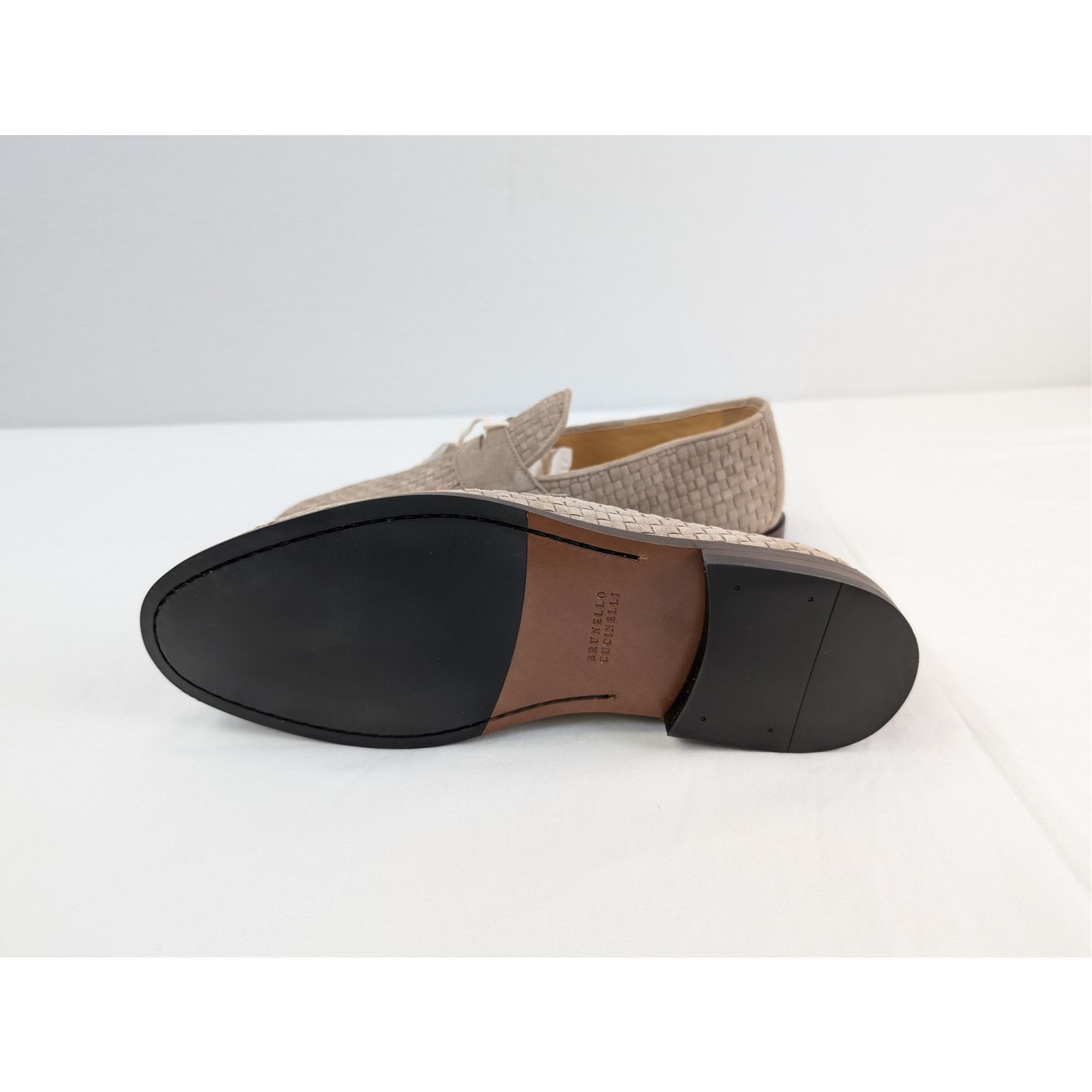Brunello Cucinelli o1rshd1 Q:2 / Woven Suede Penny Loafers Shoe Boots in Beige Size US 9 / EU 42 - 12 Thumbnail