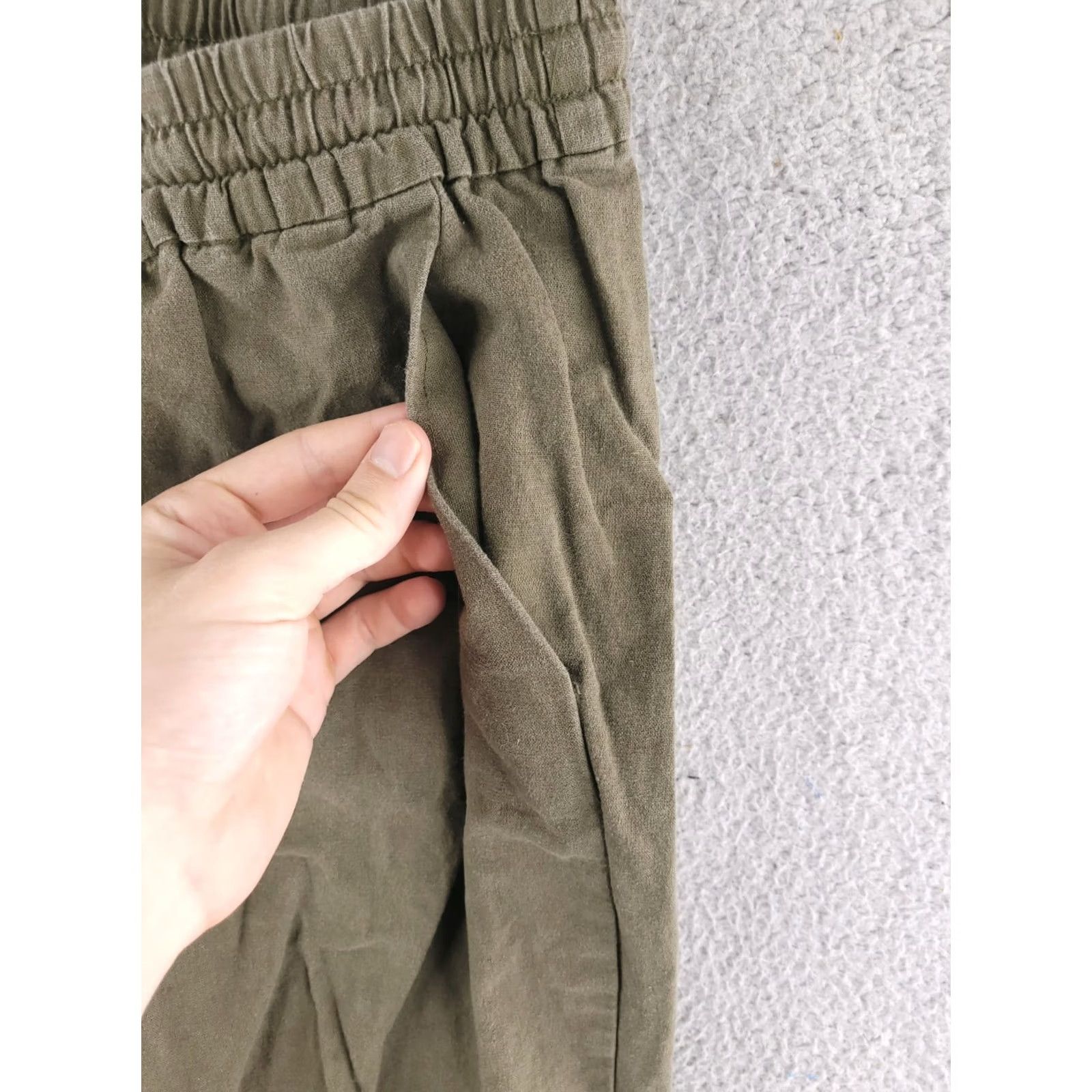 J.Crew J.CREW Pants Womens 12 Green Linen Crop Cropped Cropped Pants Cotton Linen Blend Solid Size 34" / US 12 / IT 48 - 4 Thumbnail
