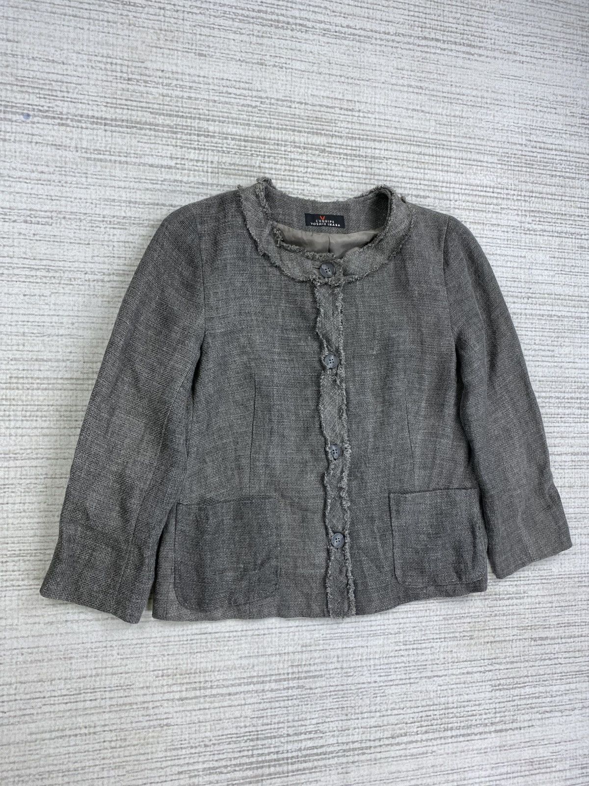 Designer × Vintage × yoshie inaba Vintage L’equipe Yoshie Inaba Japan Linen Fringe Jacket Size M / US 6-8 / IT 42-44 - 3 Thumbnail