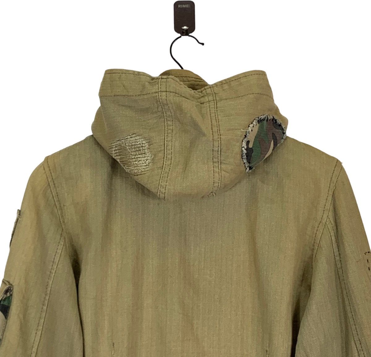 Japanese Brand × Vintage VINTAGE B.A.P MILITARY STYLE PATCH WORK HOODIE DENIM JACKET Size US M / EU 48-50 / 2 - 10 Thumbnail