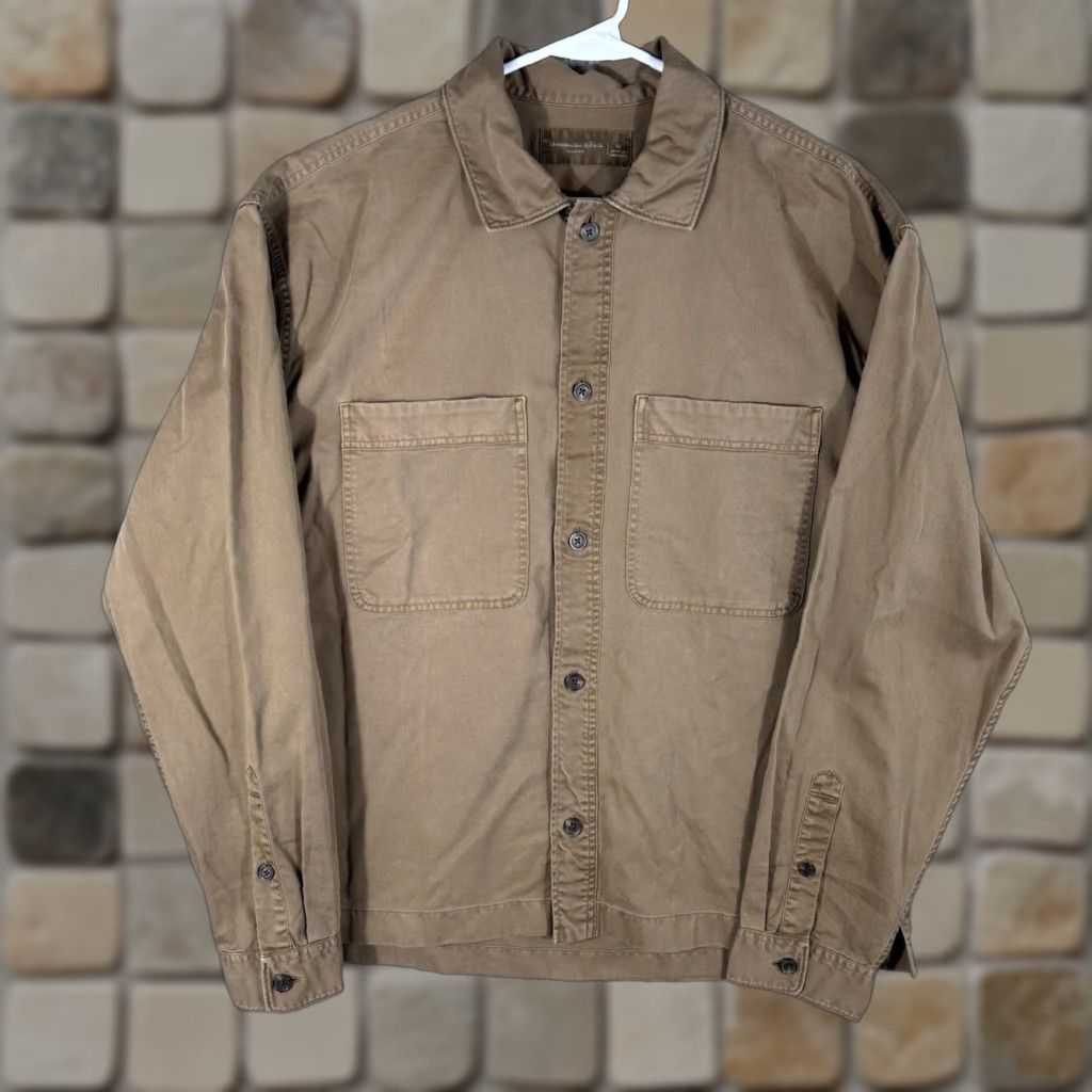 Abercrombie & Fitch Abercrombie & Fitch Work Shirt Mens M Brown Stretch Heavy Canvas Twill Shacket Jacket Size US M / EU 48-50 / 2 - 1 Thumbnail