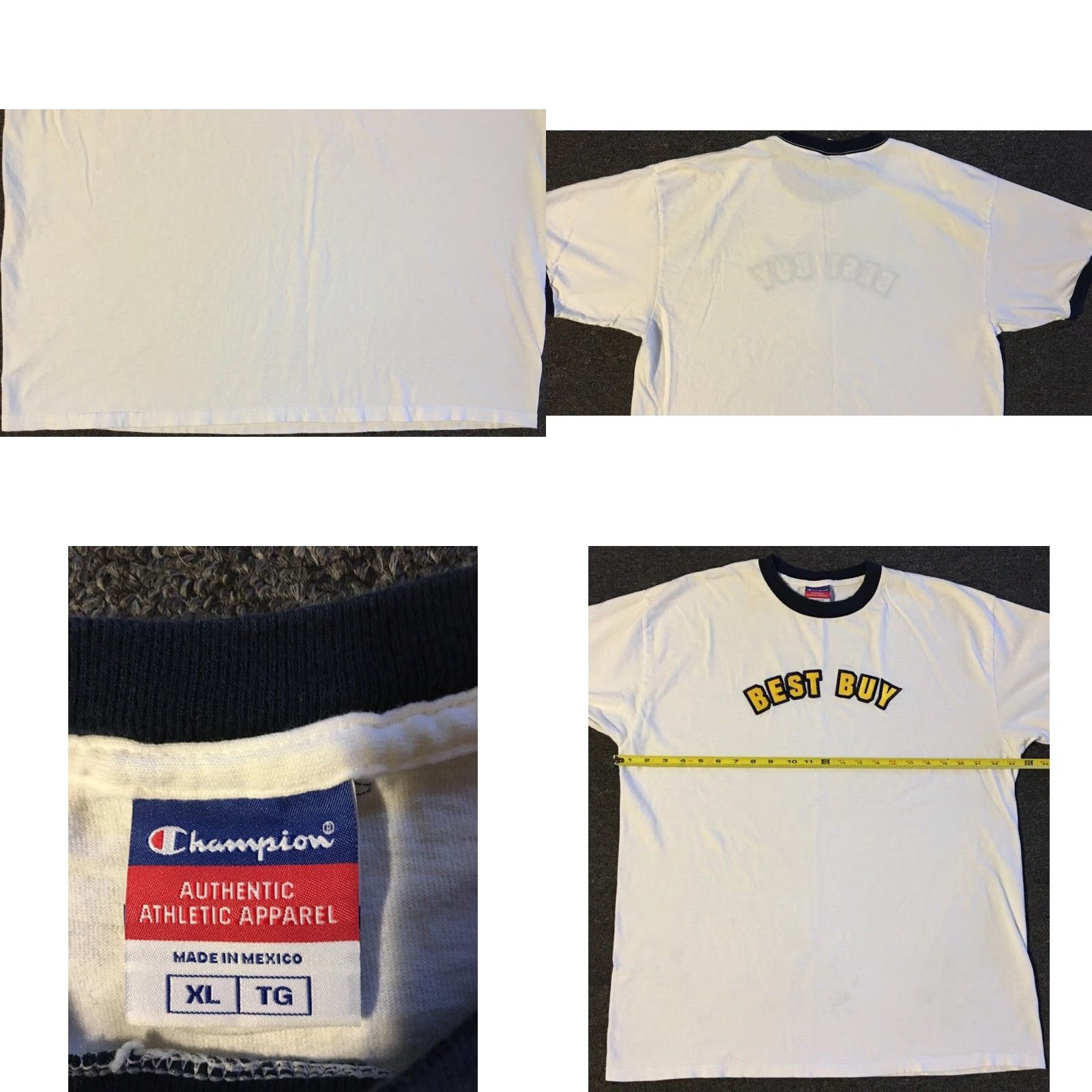 Champion Vtg Champion Best Buy Faded Ringer Shirt XL White Mens T-Shirt Graphic Tee 90s Y2K Grunge Size US XL / EU 56 / 4 - 9 Thumbnail