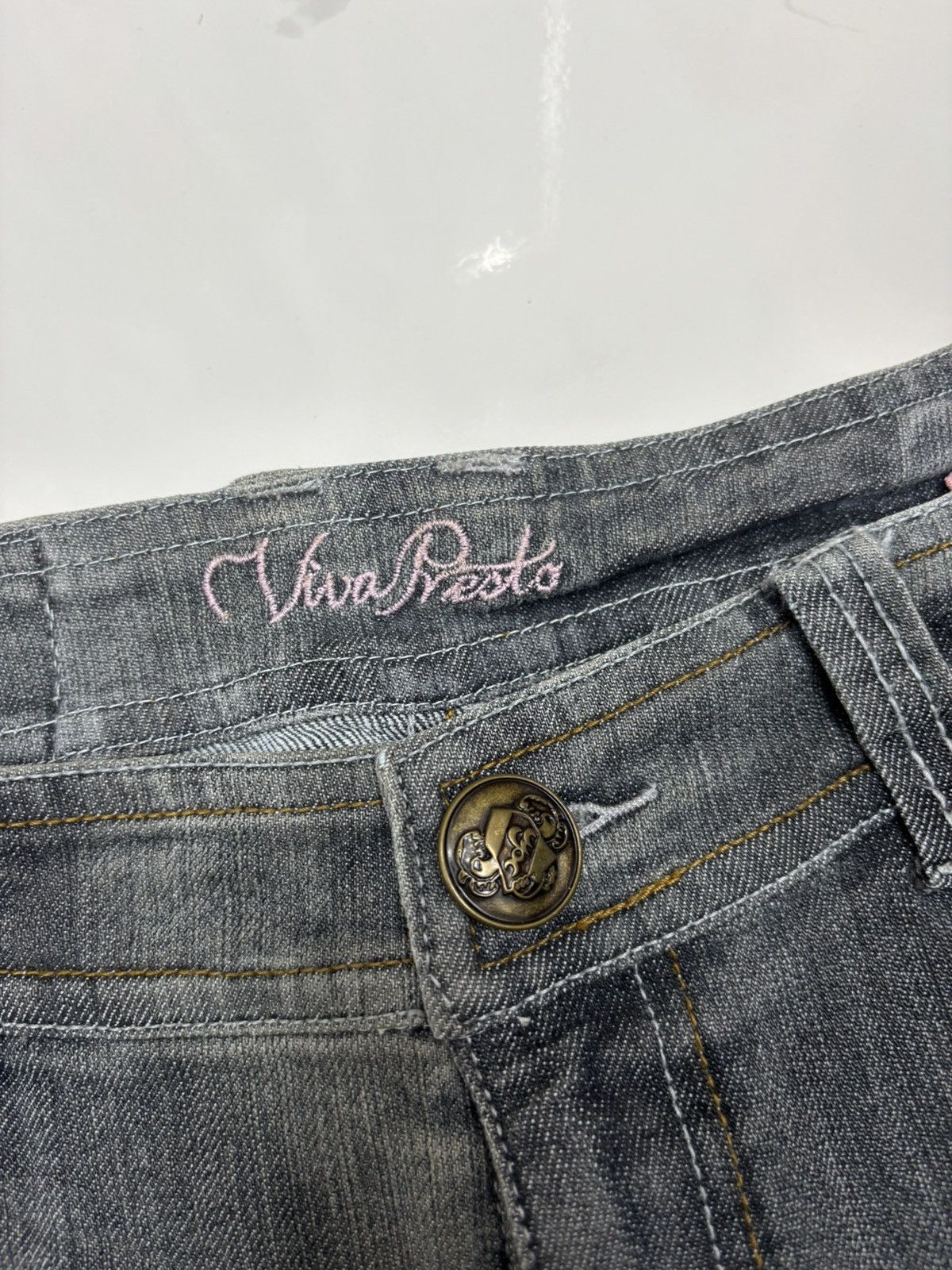 Tornado Mart Flare Jeans Viva Presto Embroidery Faded Black Bootcut Jeans Size US 28 / EU 44 - 8 Thumbnail