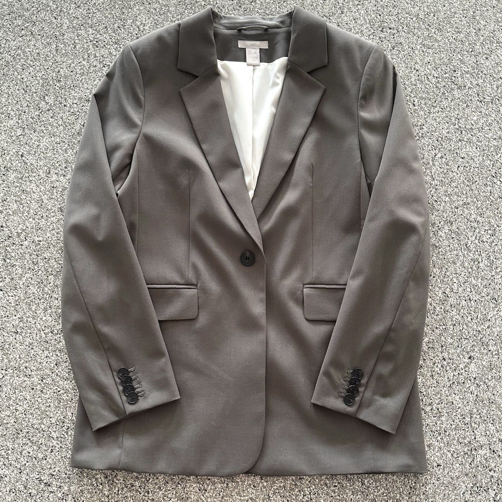 H&M H&M Blazer Women’s S Gray One Button Stretch Business Jacket Shirt? Size S / US 4 / IT 40 - 3 Thumbnail
