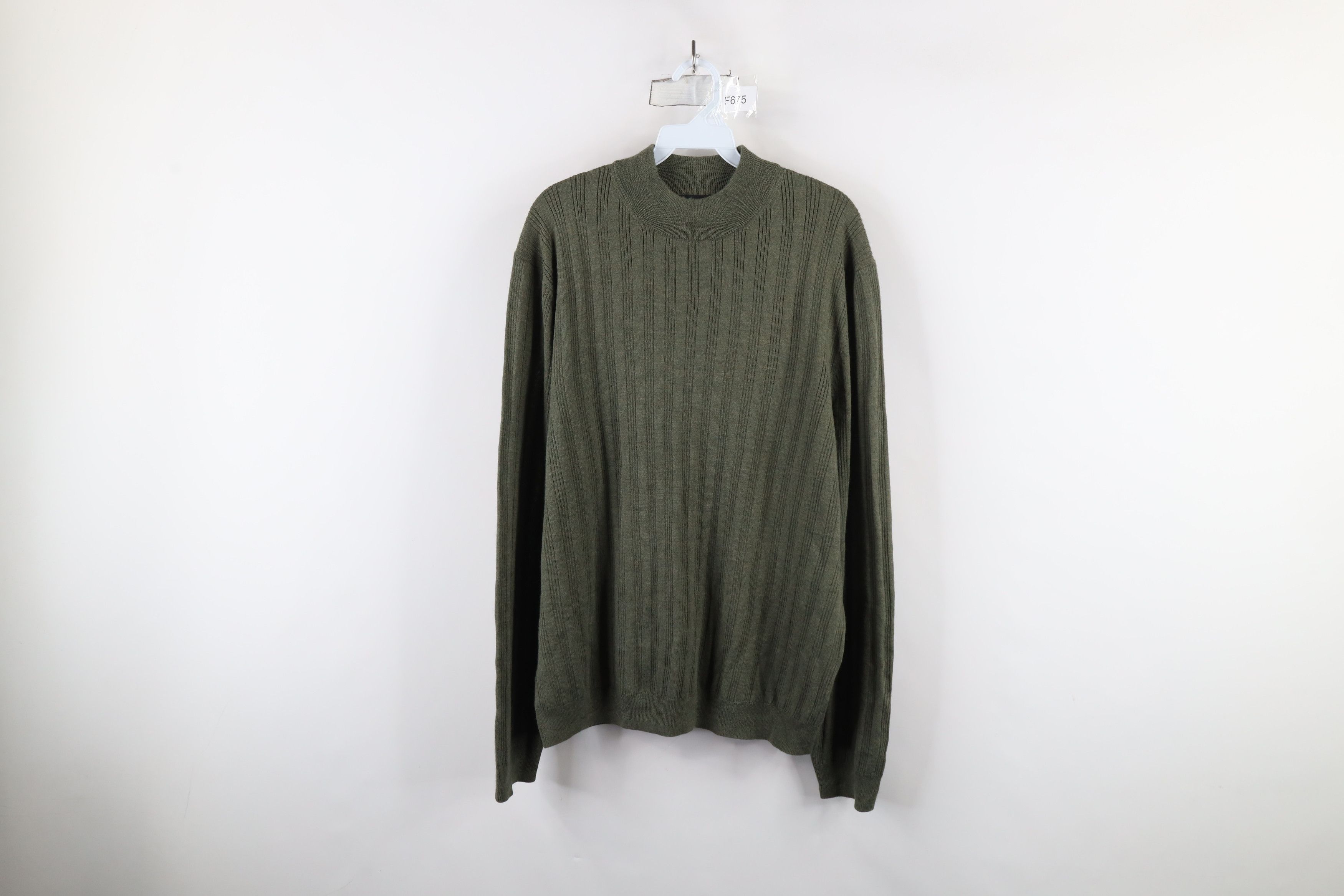 Vintage Vintage 90s Streetwear Merino Wool Ribbed Knit Sweater Green Size US L / EU 52-54 / 3 - 1 Thumbnail