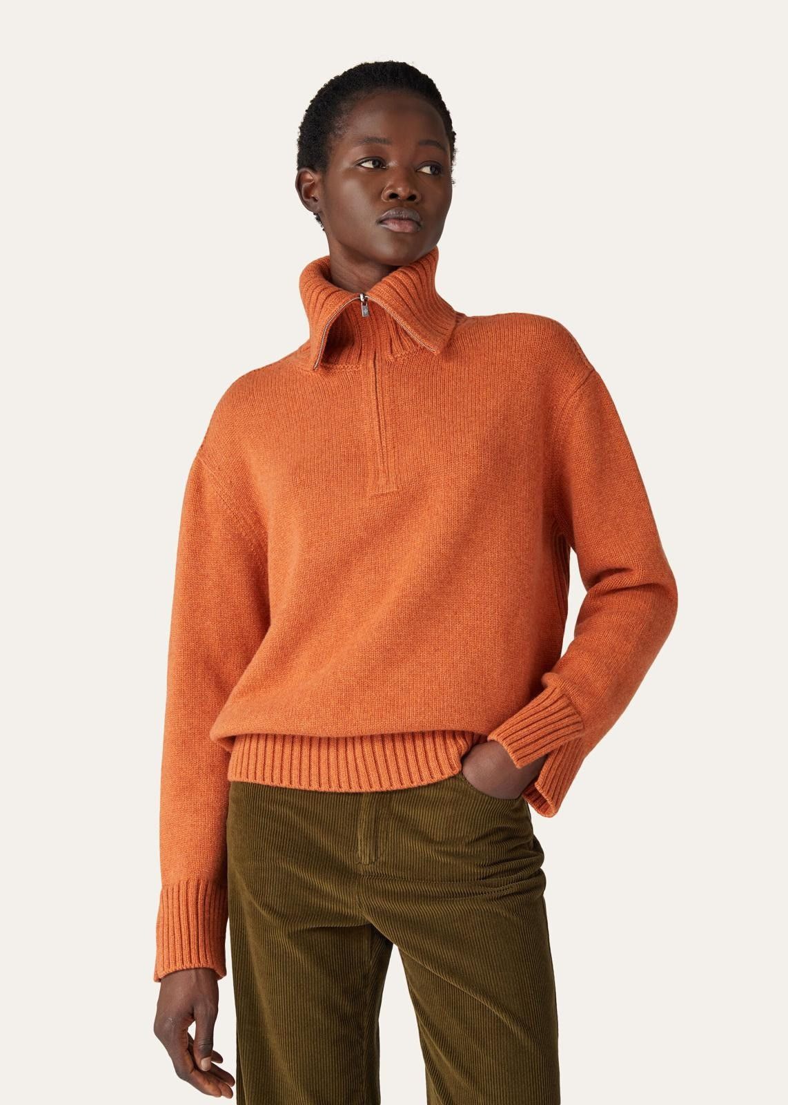 Loro Piana o1srvl11e0824 Parksville 23 Half Zip Sweater in Orange Size M / US 6-8 / IT 42-44 - 2 Thumbnail