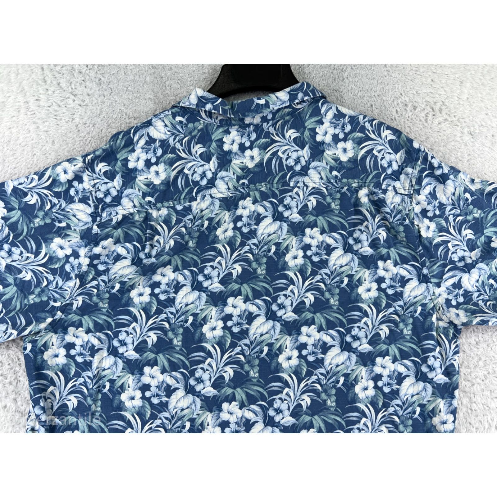 Vintage Havana Breeze Shirt Mens Large Blue Floral All Over Print AOP 100% Silk Hawaiian Size US L / EU 52-54 / 3 - 6 Thumbnail