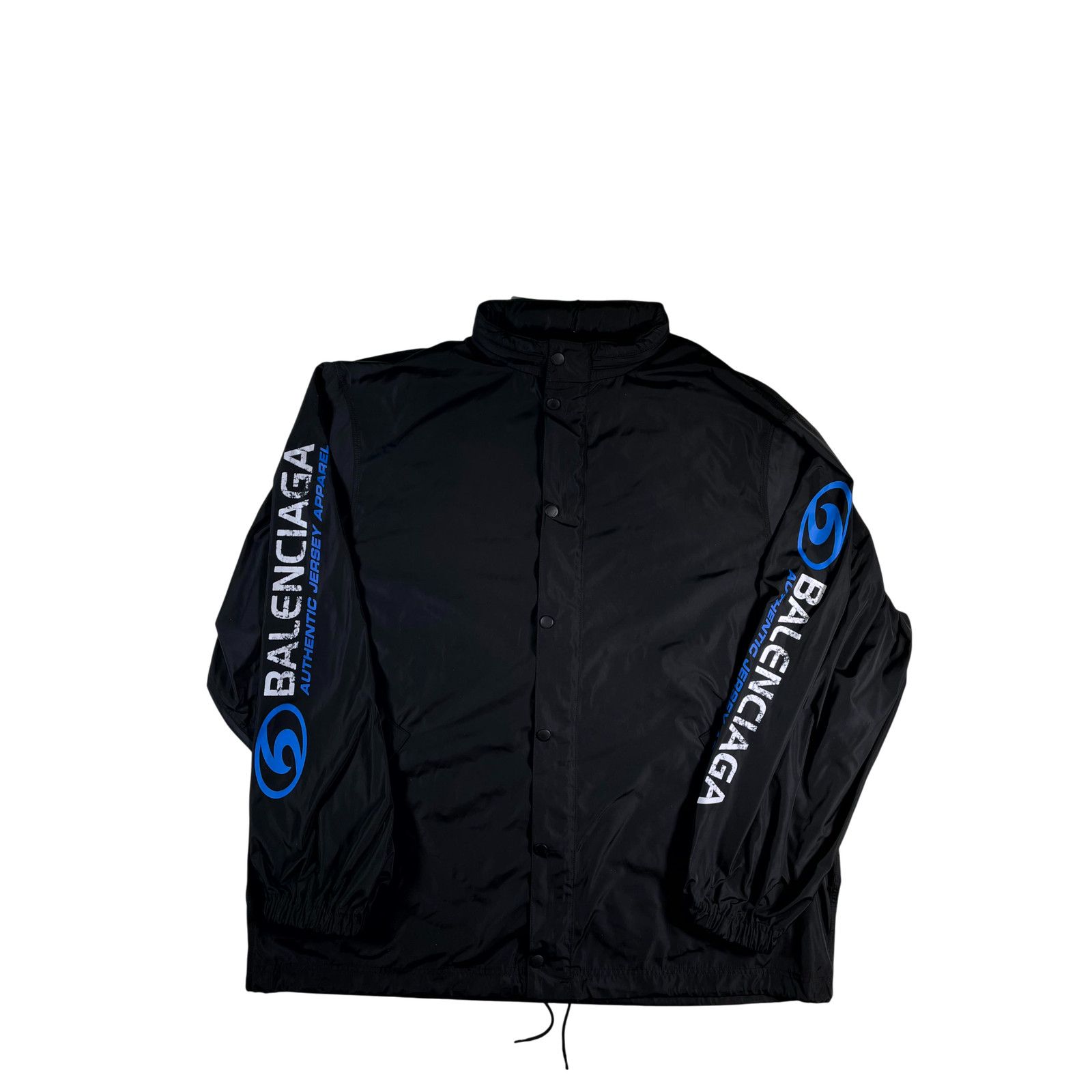 Balenciaga Balenciaga Logo Windbreaker Black & Blue Jacket Size US XS / EU 42 / 0 - 1 Thumbnail