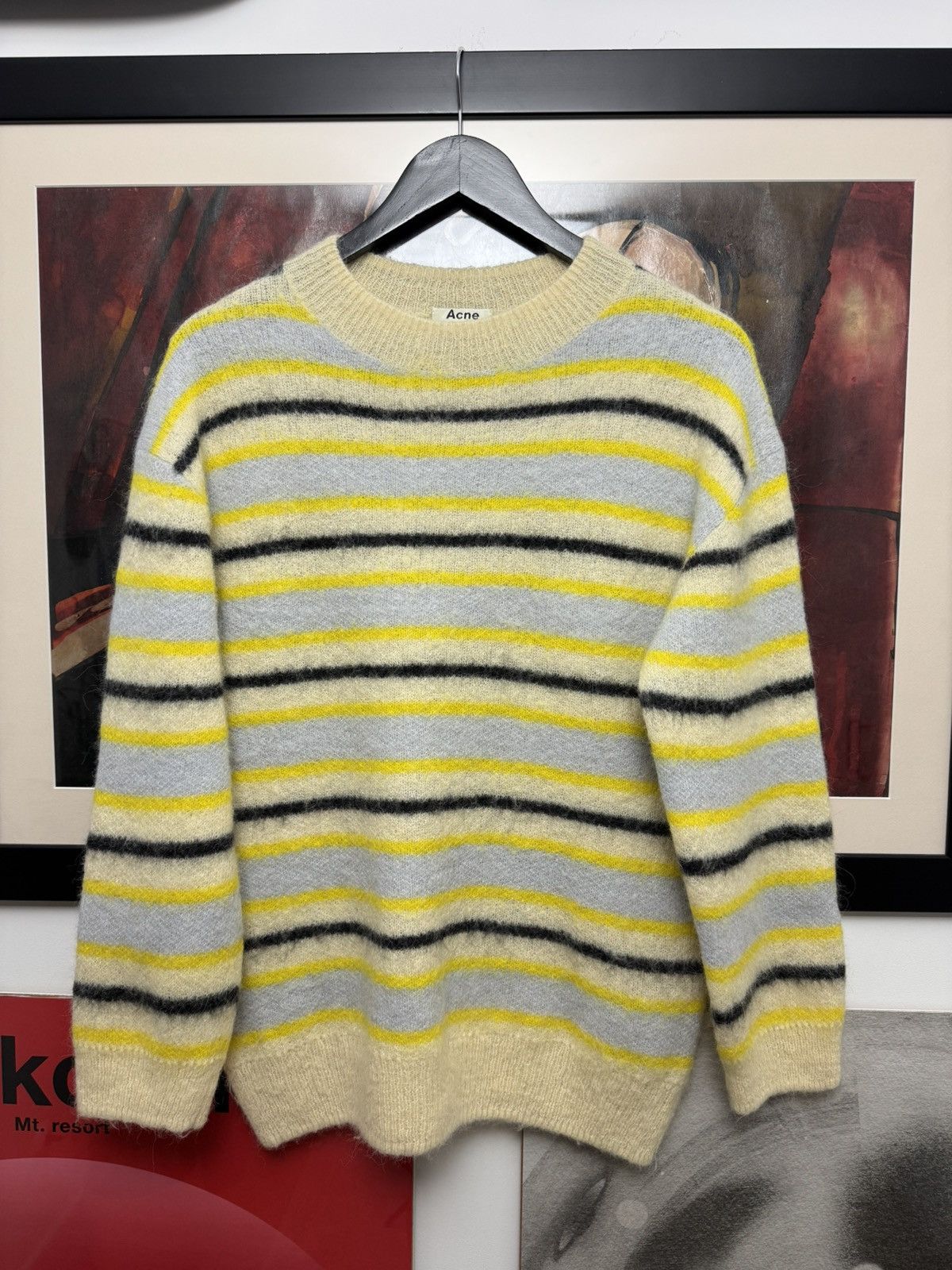 Acne Studios Mohair Yellow Oversize Luxury Sweater Striped