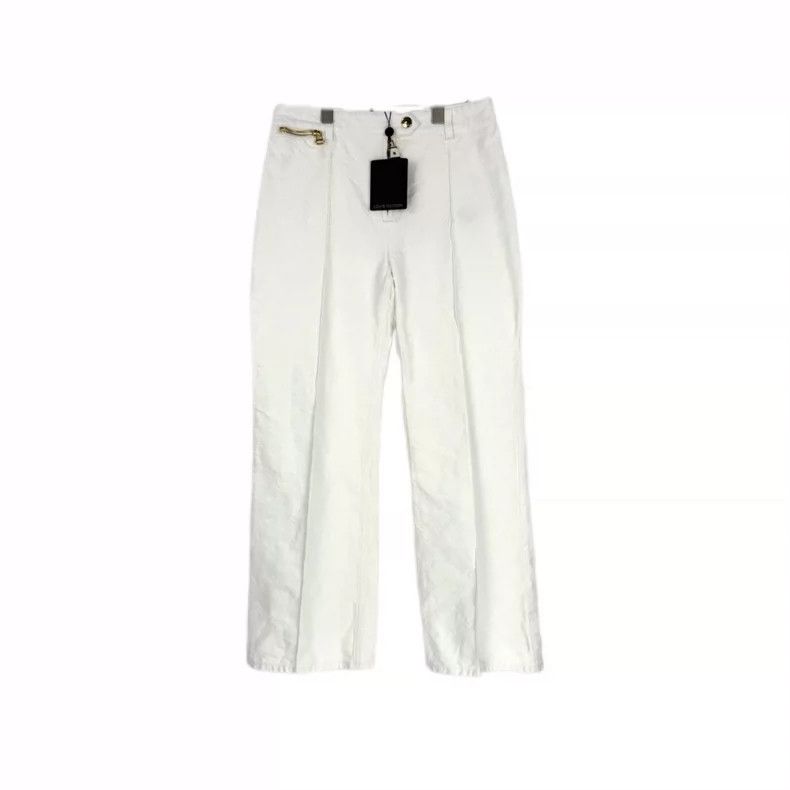 Louis Vuitton Louis Vuitton White Full Logo Zipper Leather Label Pants 25 Size US 40 / EU 56 - 1 Thumbnail