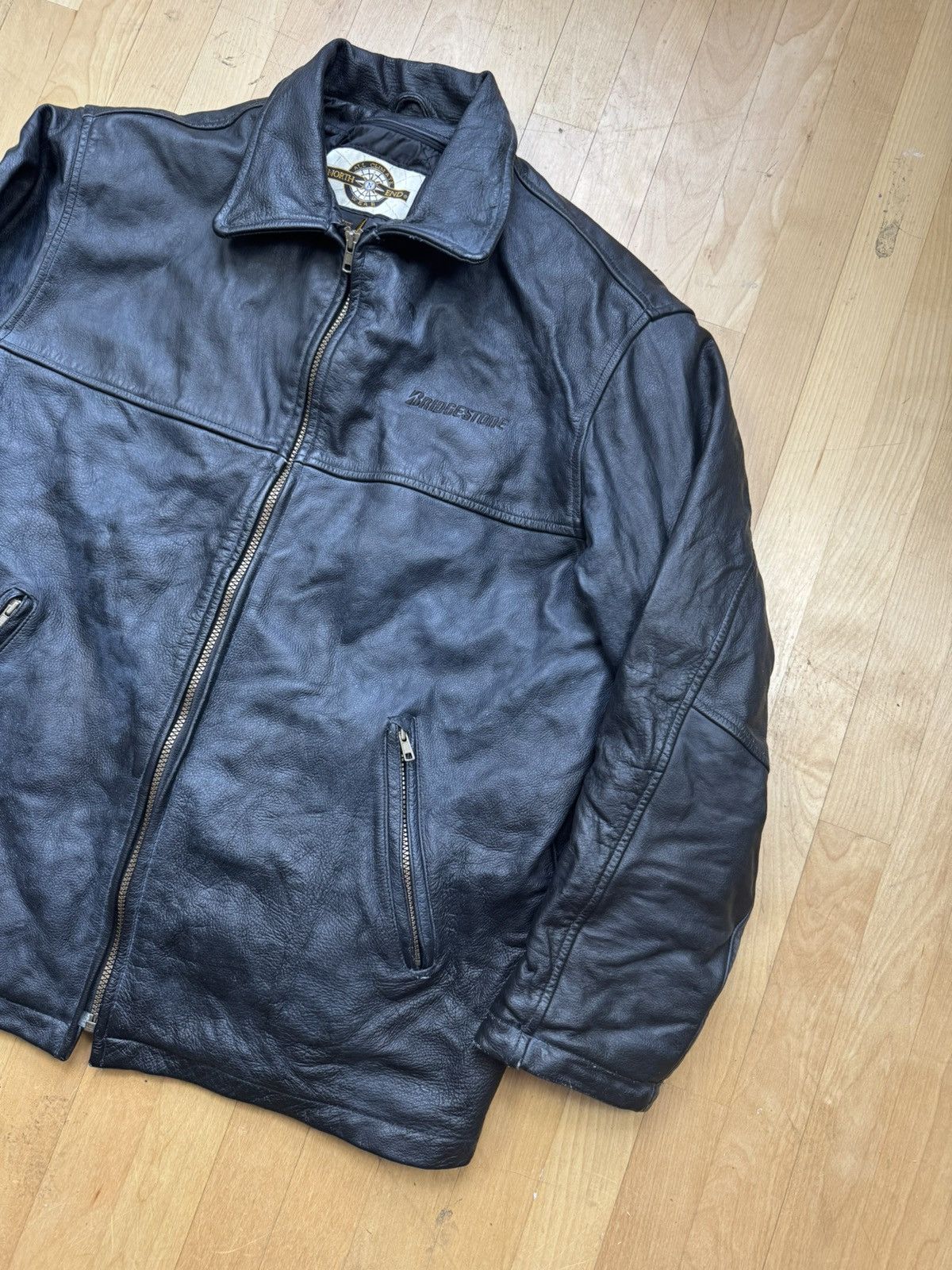 Vintage Vintage Leather Bomber Jacket Racing Moto Schott Style 90s Size US L / EU 52-54 / 3 - 3 Thumbnail