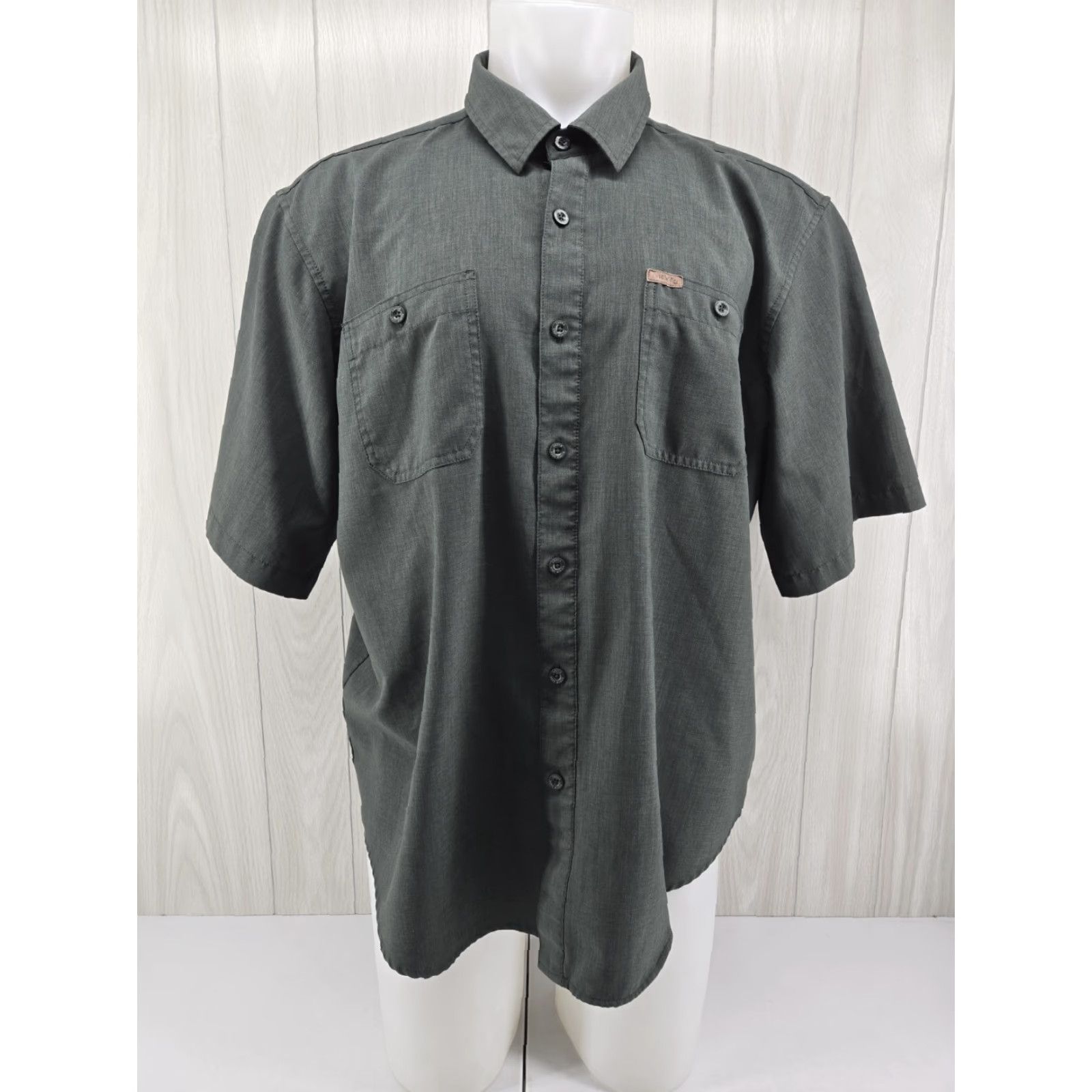 Orvis Orvis Short Sleeve Shirt Button Up Mens 2XL Polyester Hiking Fishing Outdoors Green Solid Size US XXL / EU 58 / 5 - 2 Thumbnail