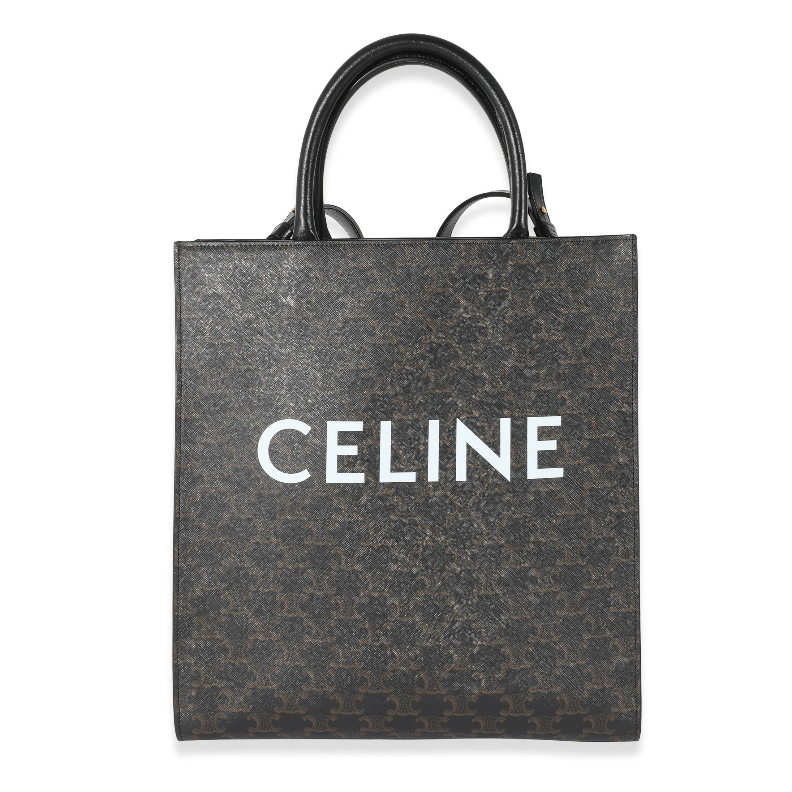 image of Celine Black Triomphe Canvas Medium Vertical Cabas Tote, Women's