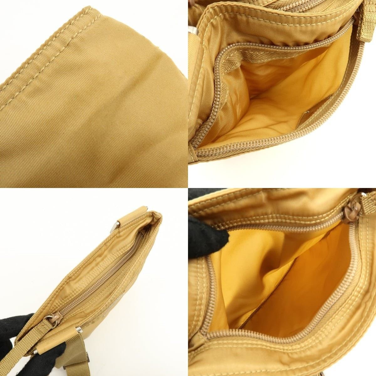 Prada Prada Triangle Logo Nylon Crossbody Bag Tan Size ONE SIZE - 6 Thumbnail