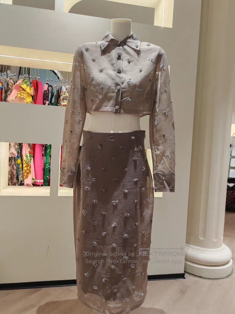 Fendi Fendi Rhinestone flower decoration nylon knitted two-piece Size S / US 4 / IT 40 - 1 Thumbnail