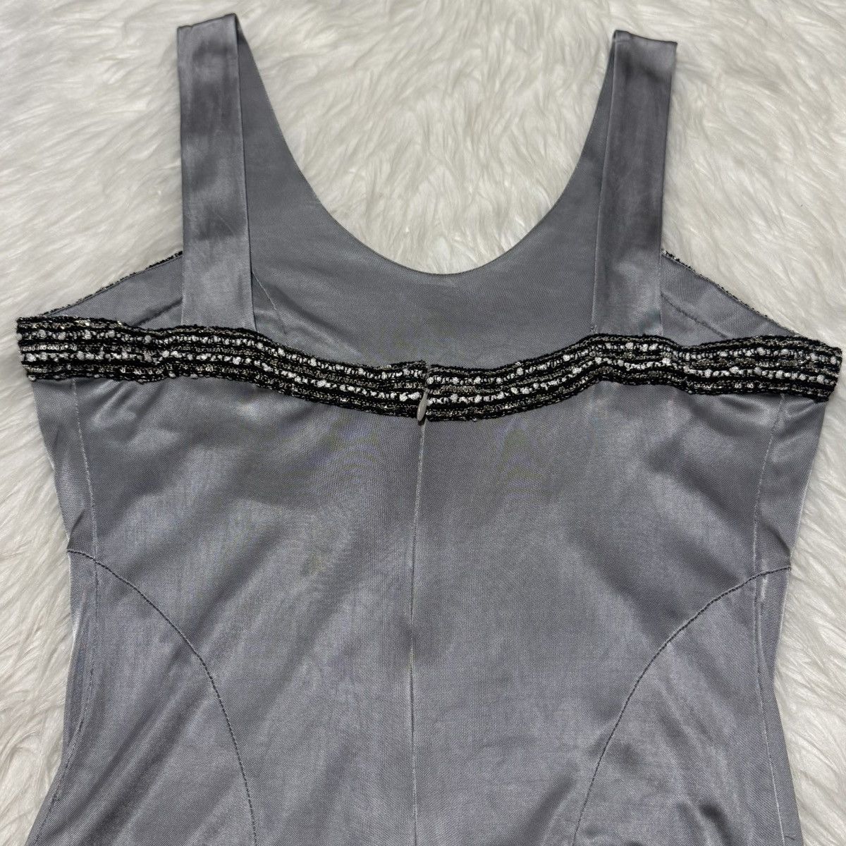Chanel Genuine Chanel Trimmed Sleeveless Dress 40 Shiny Silver Gray Size M / US 6-8 / IT 42-44 - 11 Thumbnail
