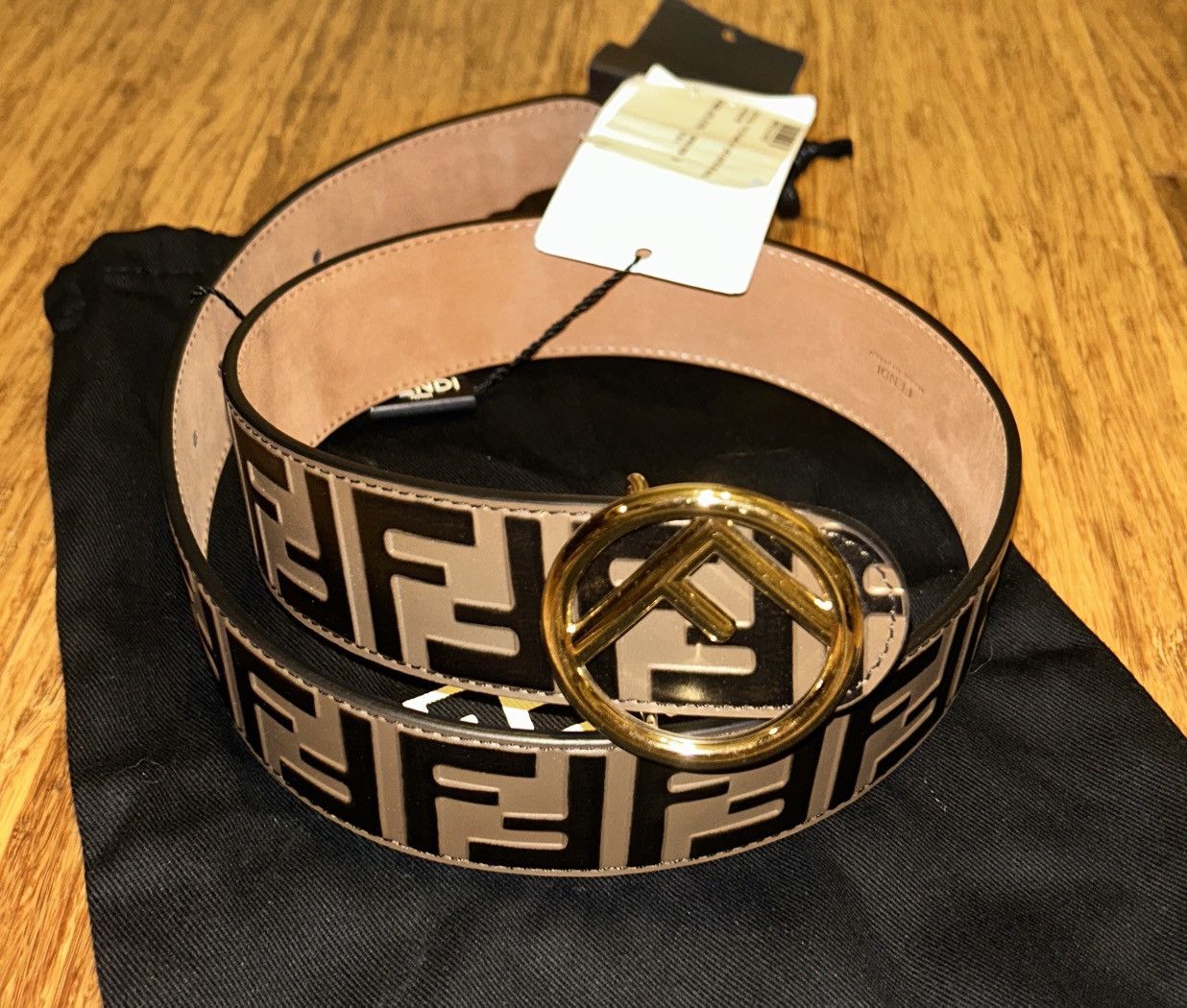 Fendi Fendi Brown Zucca Embossed Leather F Logo Round Buckle Belt Size ONE SIZE - 4 Thumbnail