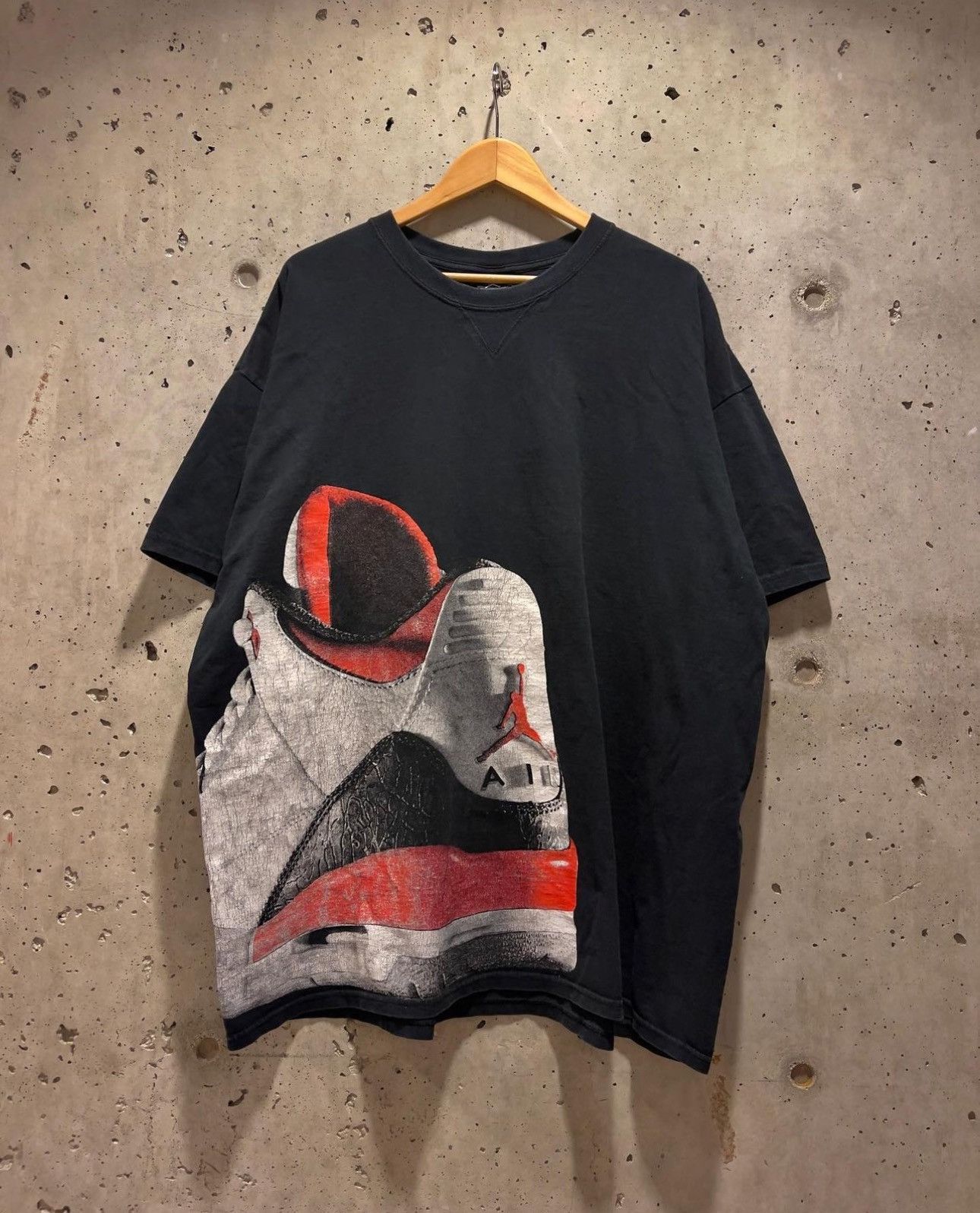 image of Jordan Nike Vintage Air Jordan 3 Tee in Washed Black, Men's (Size 2XL)