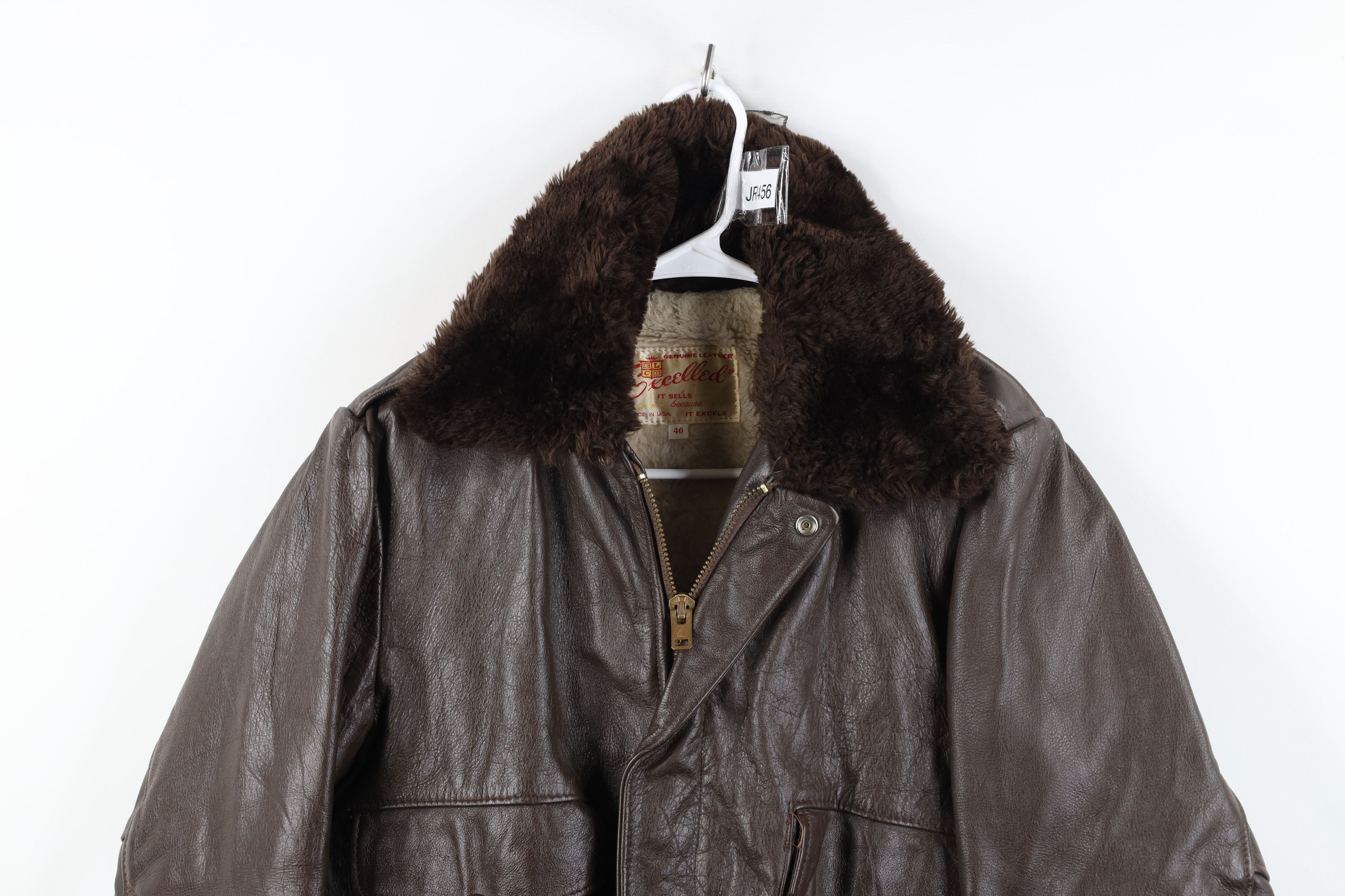 Vintage Vintage 60s Excelled Leather Flight Bomber Jacket Brown USA Size US XL / EU 56 / 4 - 2 Thumbnail